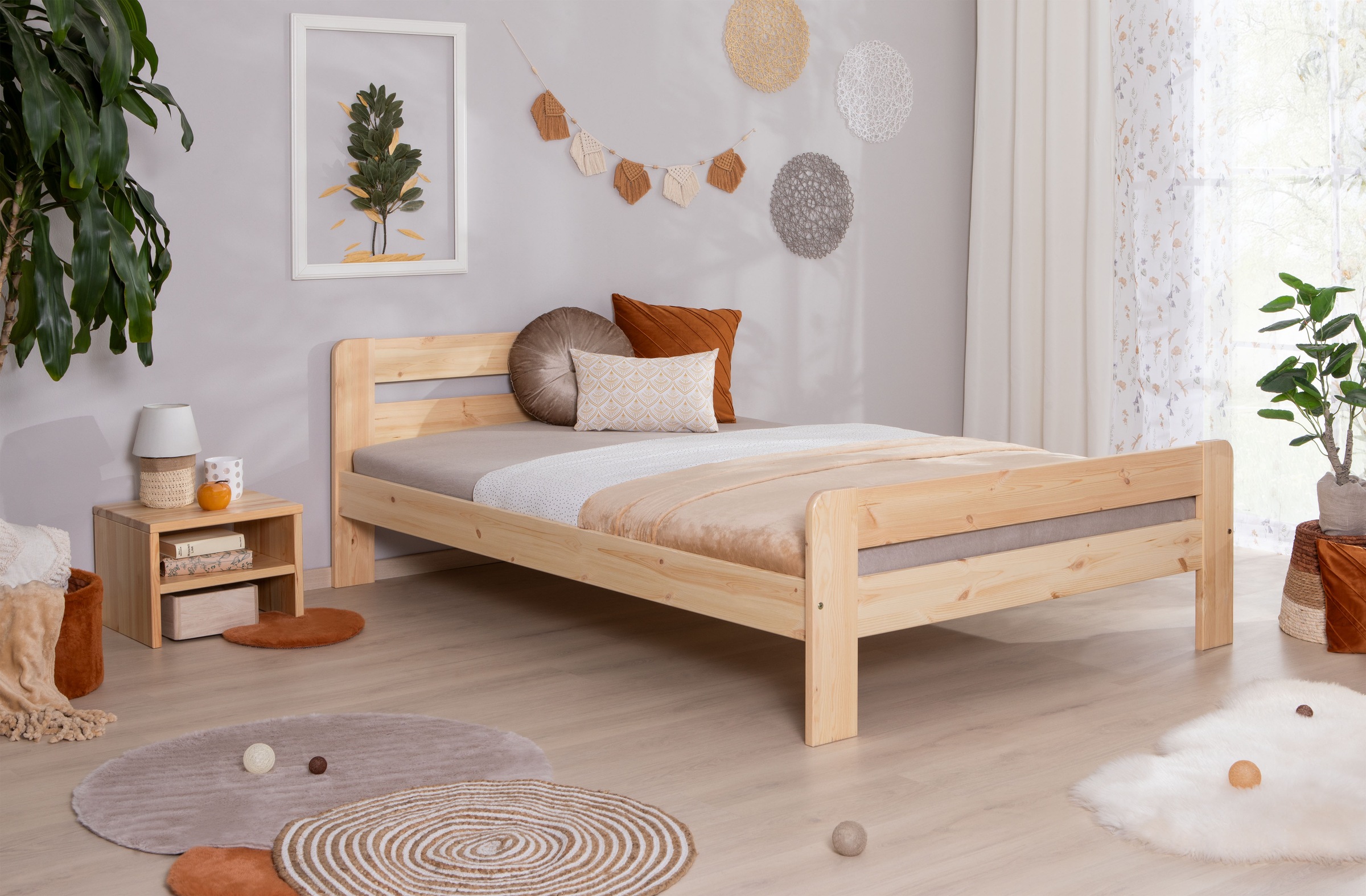 Ticaa Massivholzbett »"Bert", FSC®-zertifiziert (Kiefer), Jugendbett, mit Lattenrost«, (90x200cm, 100x200cm, 140x200cm), ideal für das Kinder- und Jugendzimmer, Massivholz