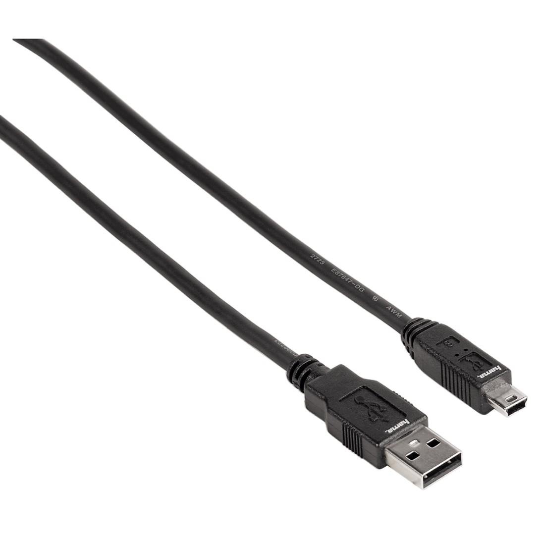 Hama USB-Kabel »USB 2.0 Anschlusskabel, A-Stecker - mini-B-Stecker B5 Pin, 1,8 m«, USB 2.0 Mini-B-USB Typ A, 180 cm