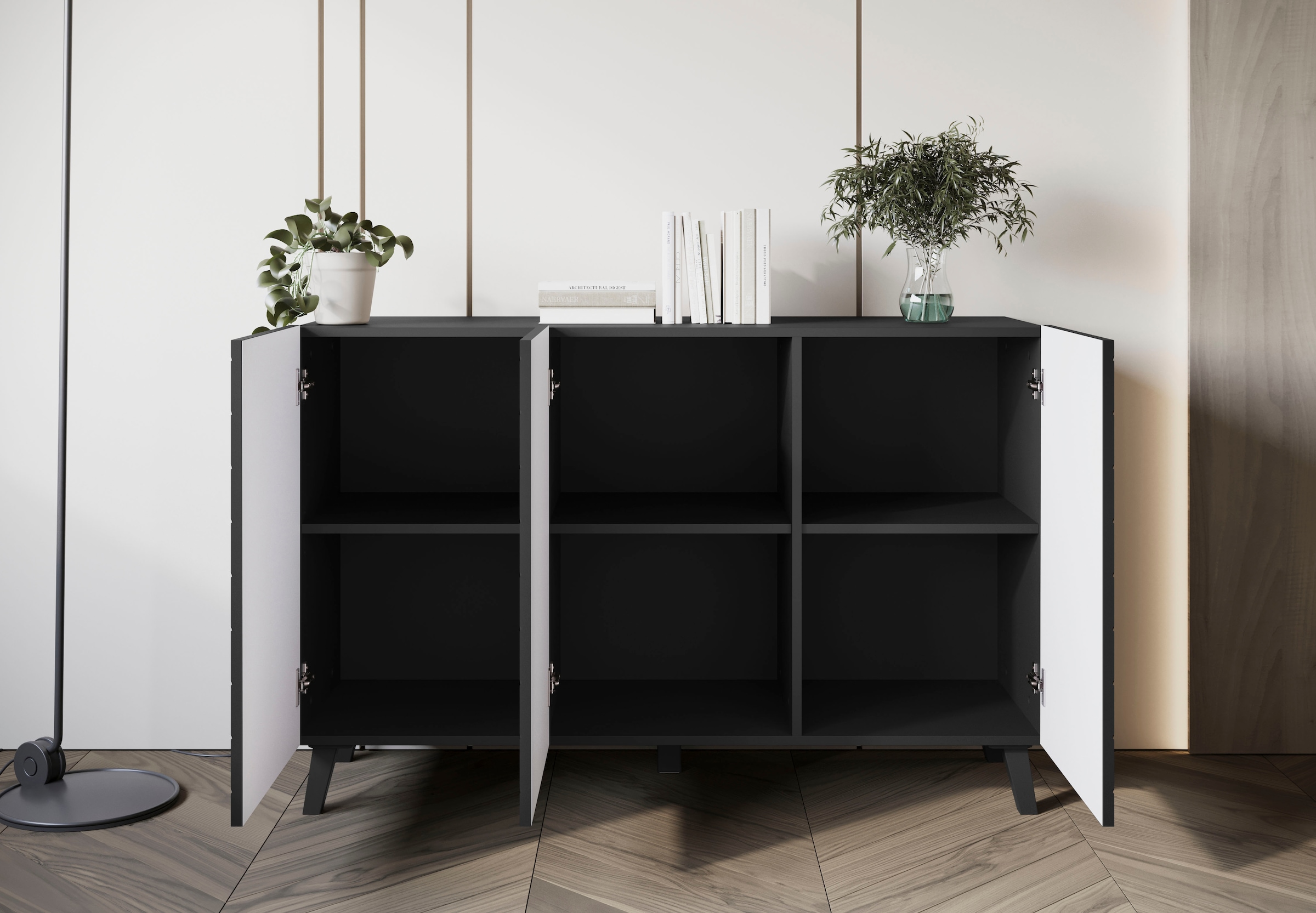 INOSIGN Sideboard »SIDEBOARD PHUKET«, (1 St.), Modernes Sideboard mit 6 Fächern, Breite 120 cm