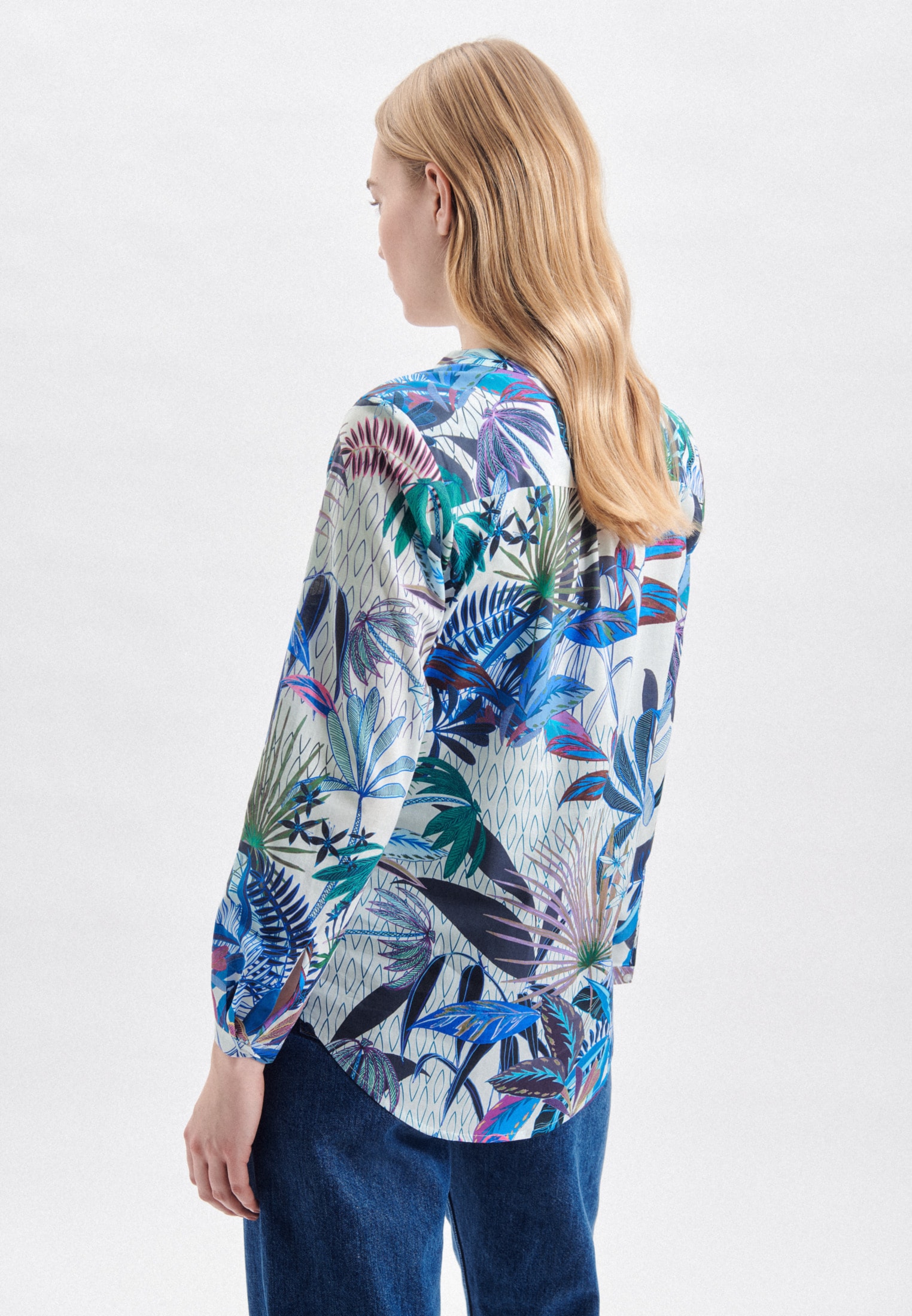 seidensticker Schlupfbluse »Schwarze Rose«, Langarm V-Neck Floral