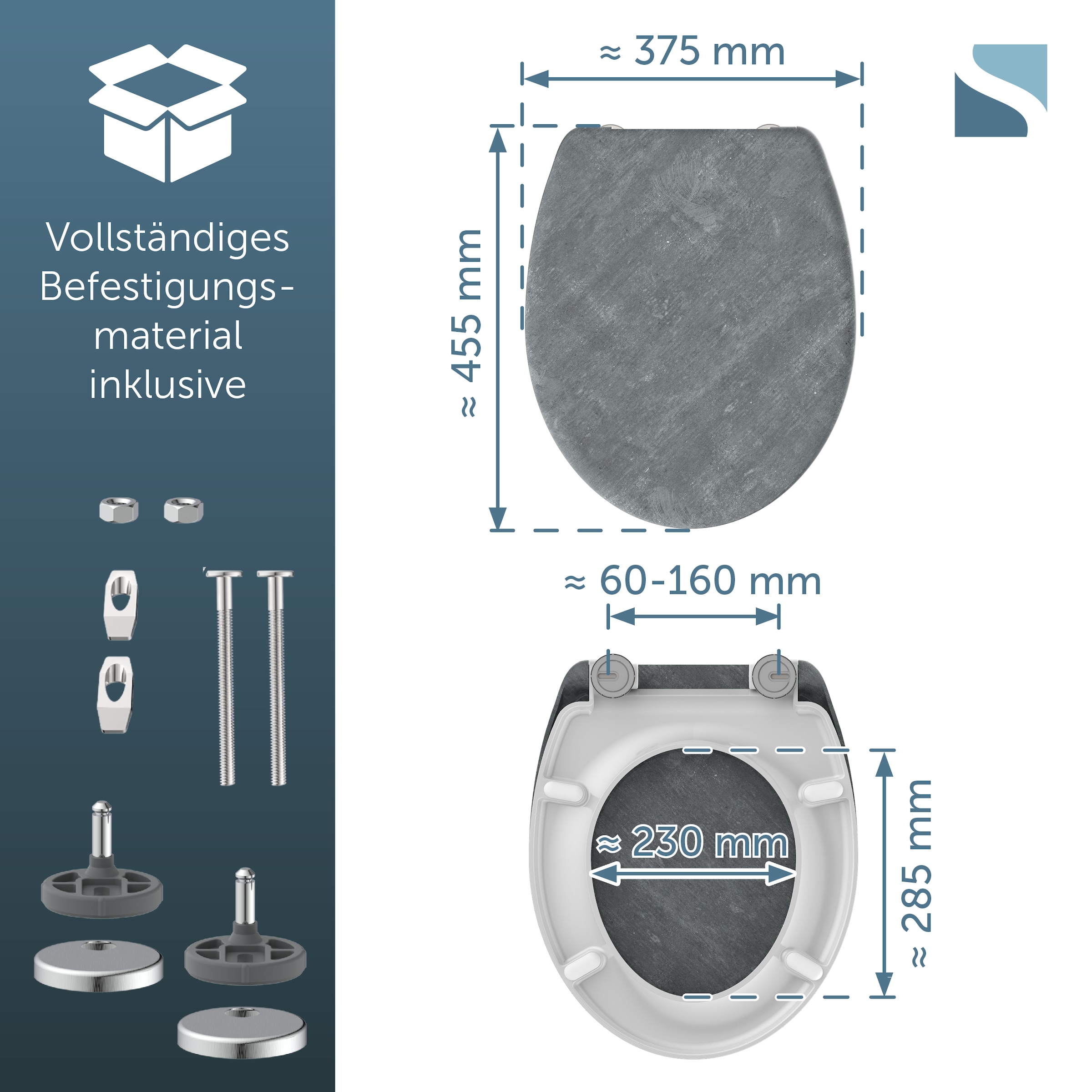 Schütte WC-Sitz »LIGHT CONCRETE« Toilettendeckel, Absenkautomatik, Schnellverschluss, O-Form, bis 175kg