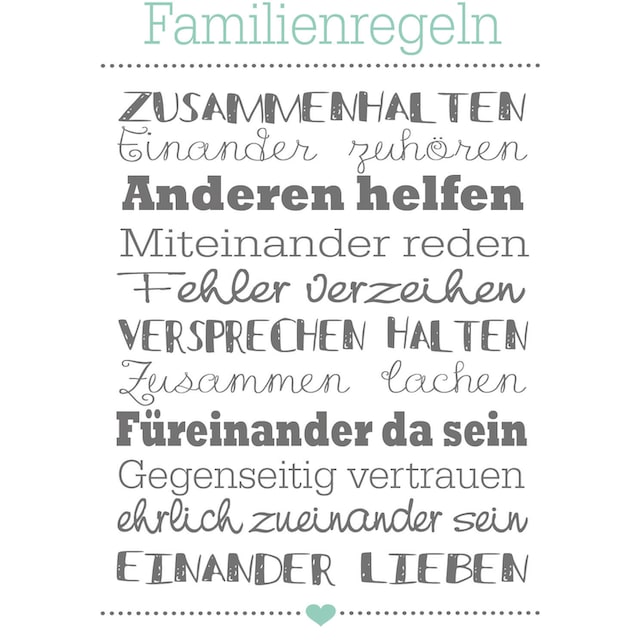 Bönninghoff Leinwandbild »Familienregeln«, (1 St.) bestellen | BAUR