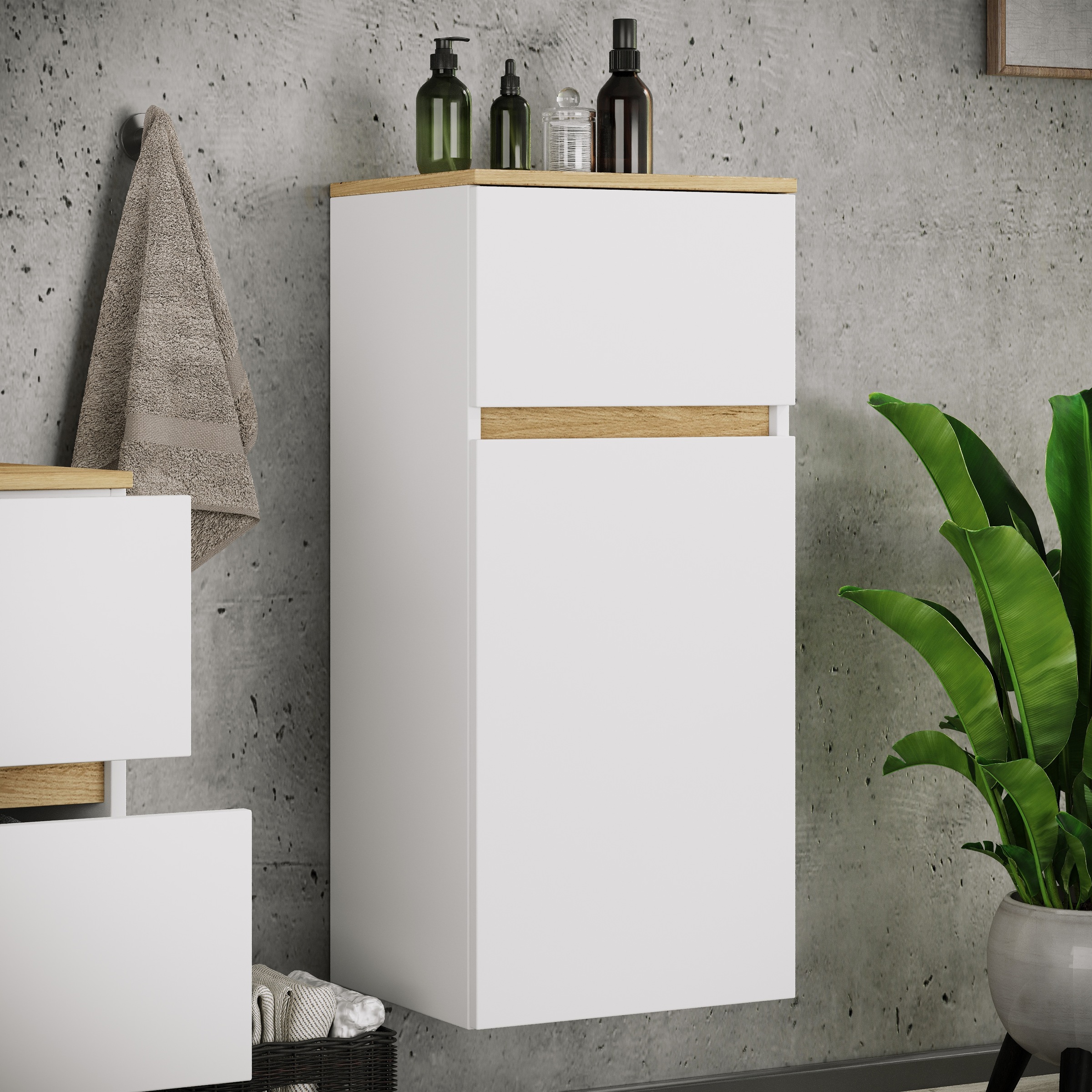 VCM Midischrank »Badschrank Hängeschrank Schublade Cosila 85x30x32« 1 Stk. tlg.