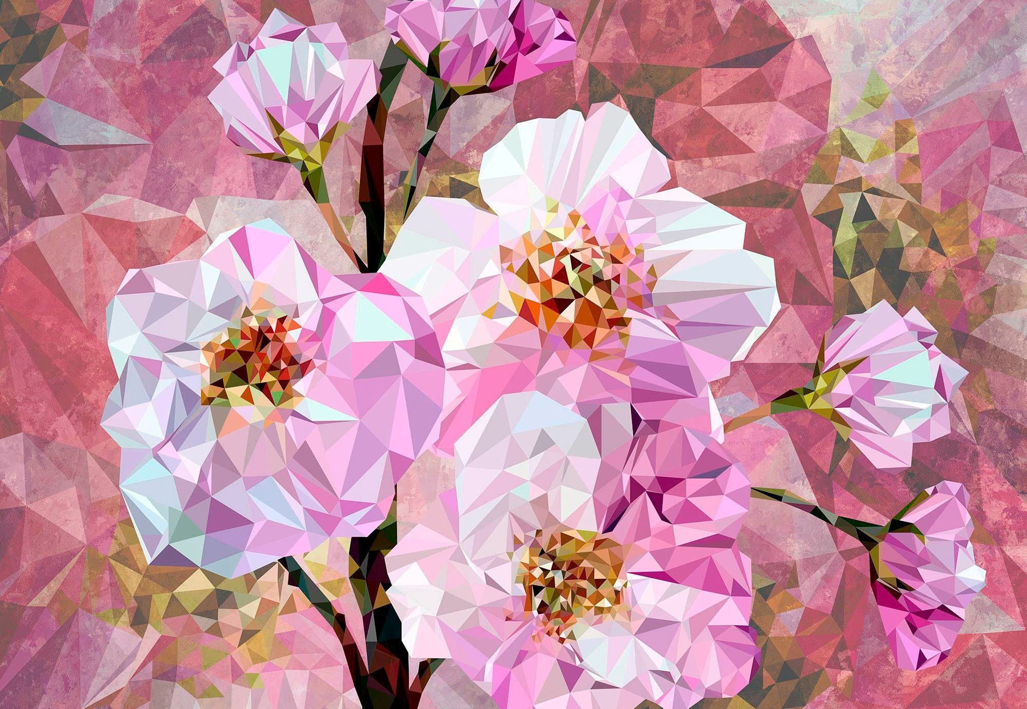 Komar Vliestapete "Vlies - Blooming Gems - Größe 368 x 248 cm" bedruckt glatt Wohnzimmer, Schlafzimmer