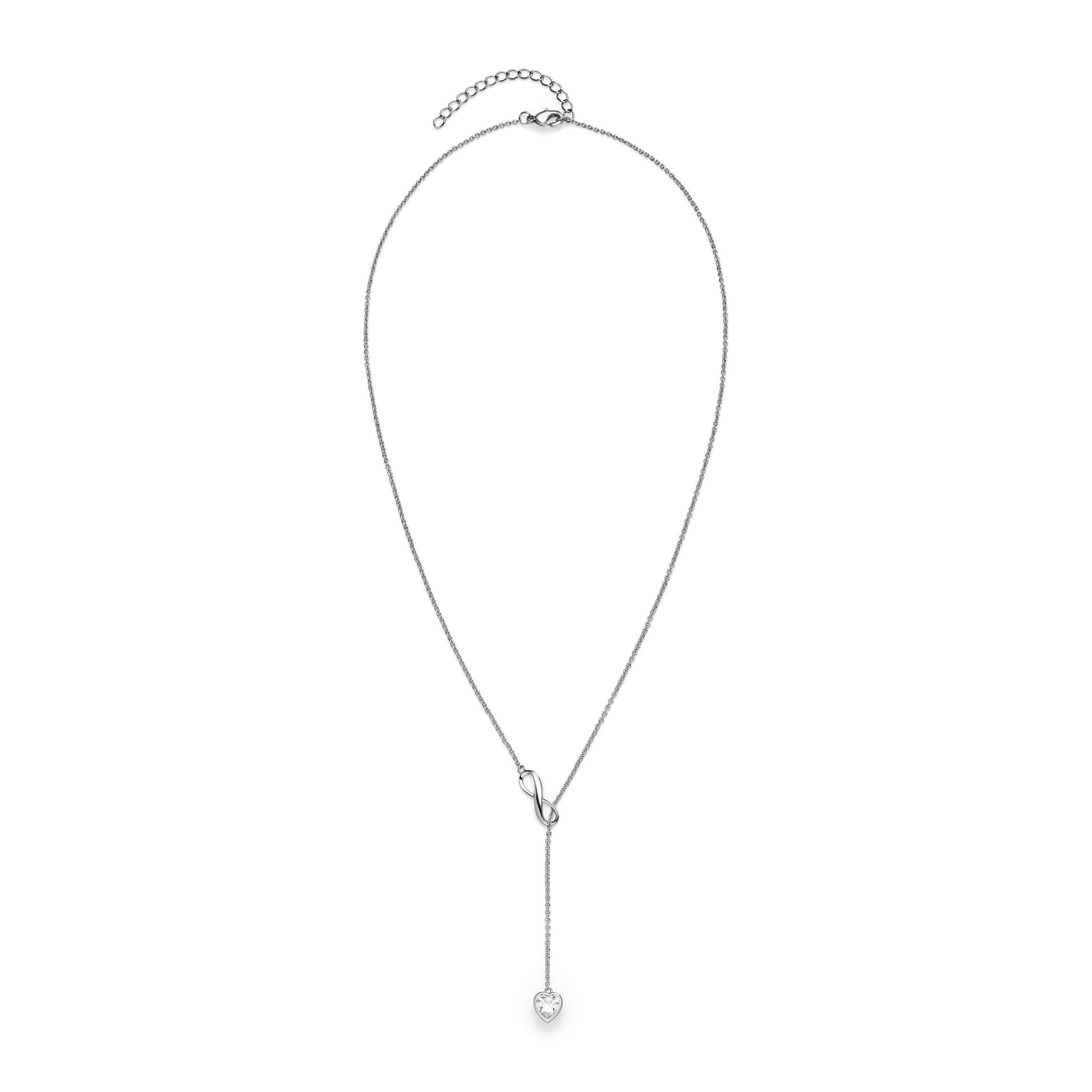 Tamaris Y-Kette »Messing Halskette Infinity Style, Unendlichkeitsschleife, Herz« mit Zirkonia (synth.)