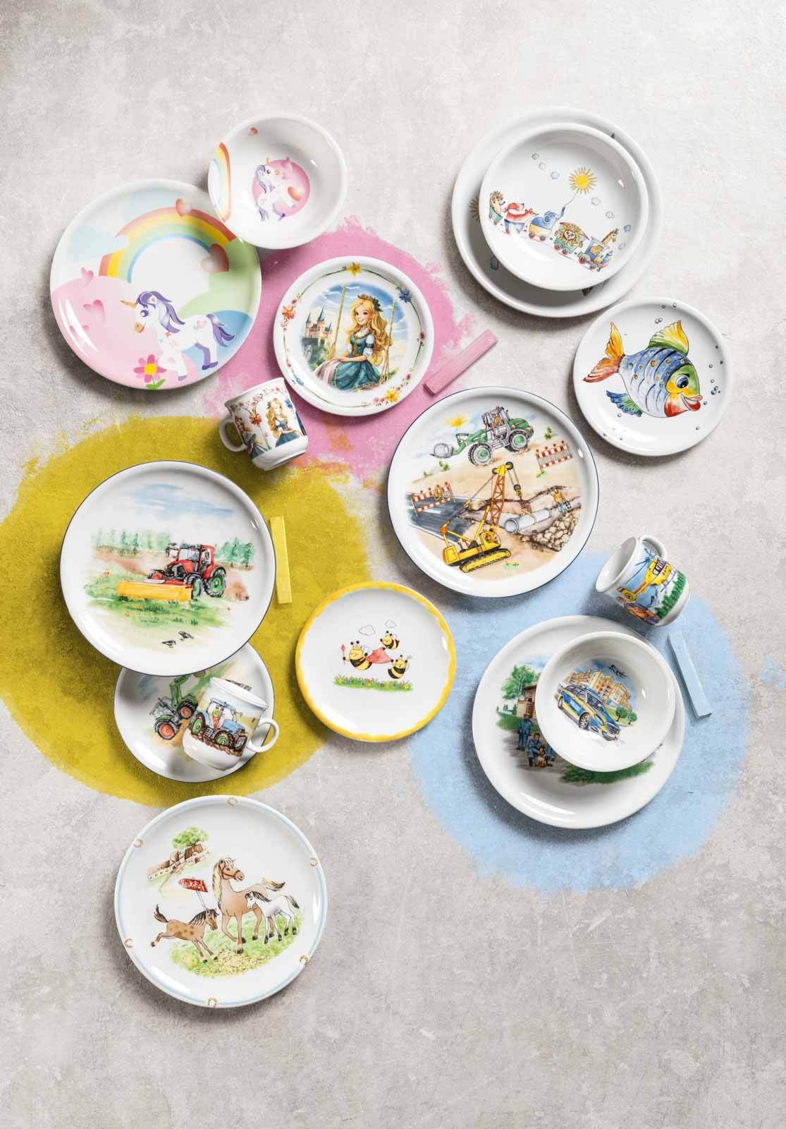 Seltmann Weiden Kindergeschirr-Set »Kindergeschirr Set Compact Blaulicht 5er Set bunt« Spülmaschinengeeignet, Mikrowellengeeignet, Ofenfest, Salamandergeeignet, Kühlschrankgeeignet, Gefrierschrankgeeignet