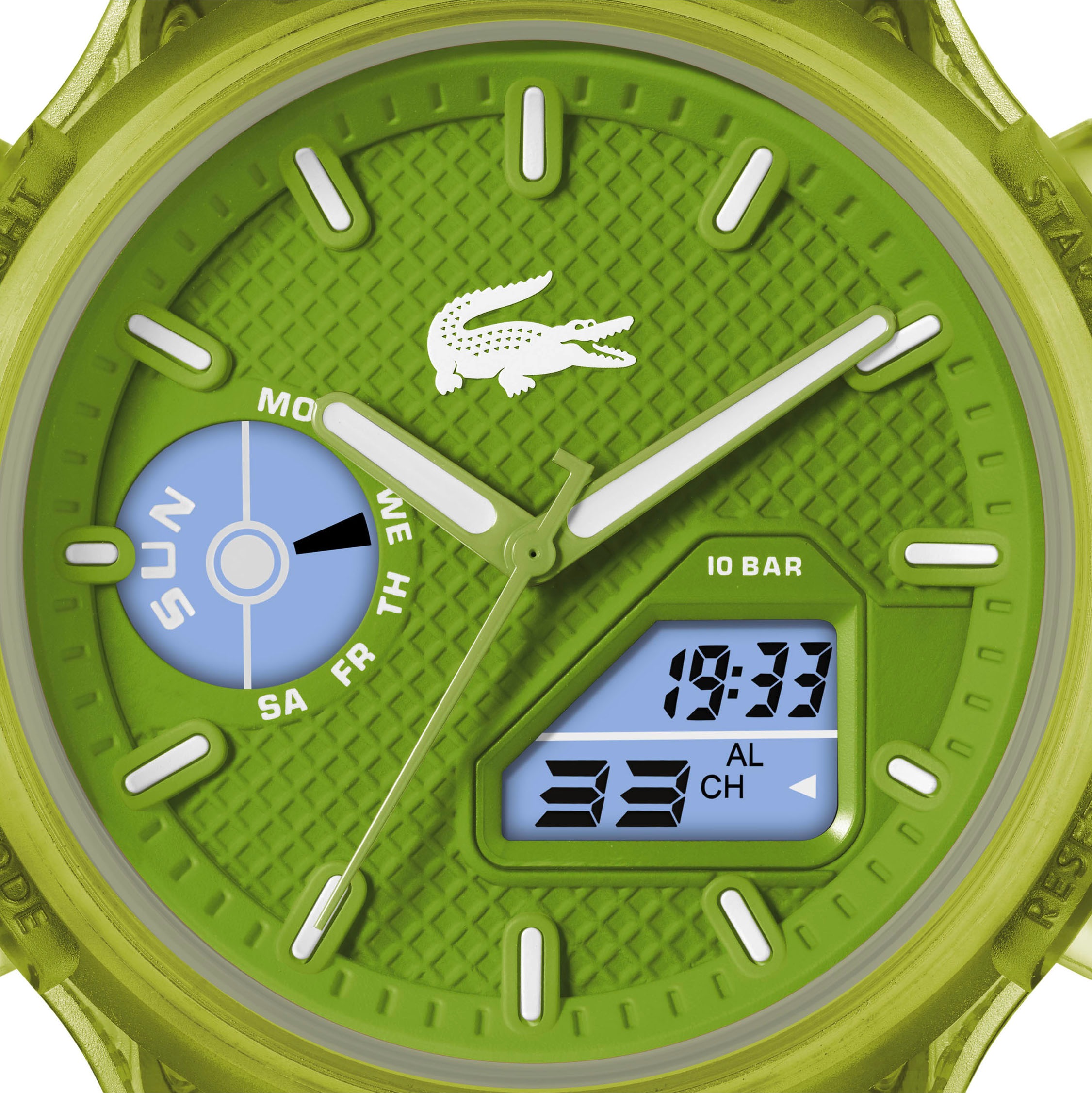 Lacoste Quarzuhr »LC33«, Armbanduhr, Herrenuhr, Silikonarmband, analog, digital, Wochentag