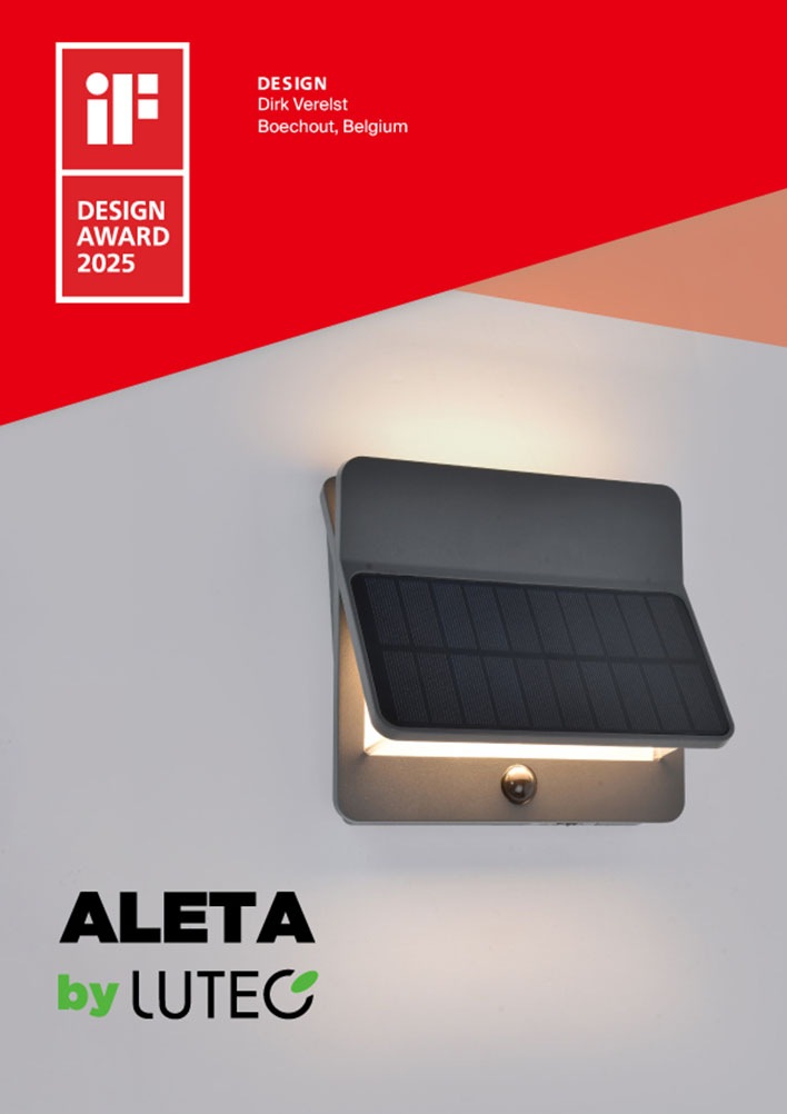LUTEC LED Solarleuchte »LED-Solar-Aussenwandl. mit BWM ALETA«, 2 flammig, Leuchtmittel LED-Board | LED fest integriert, Design-Award