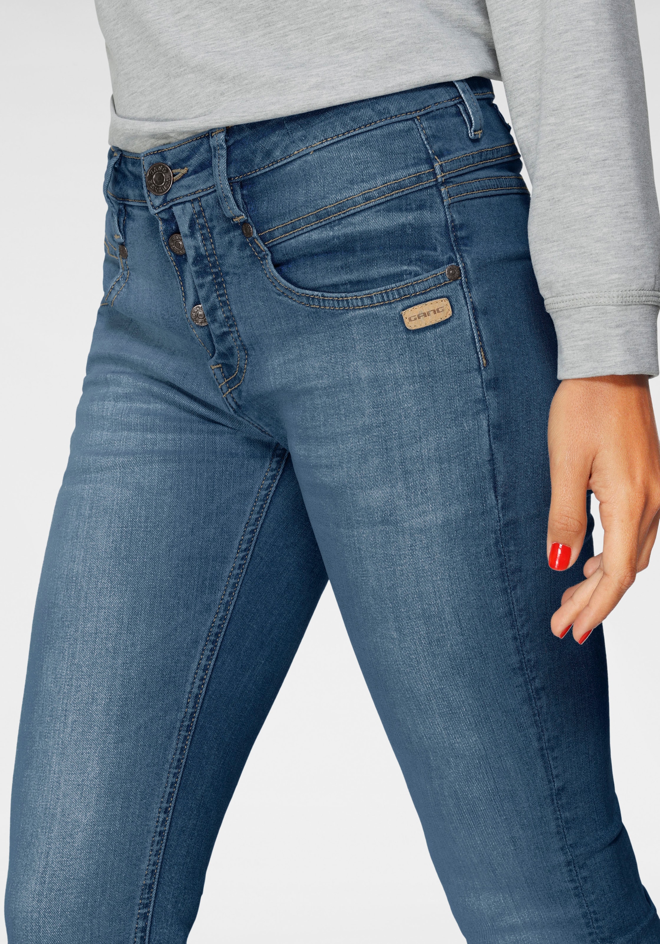 GANG Skinny-fit-Jeans | bestellen für mit BAUR Knopfleiste halb stylischer »94Medina«, offener