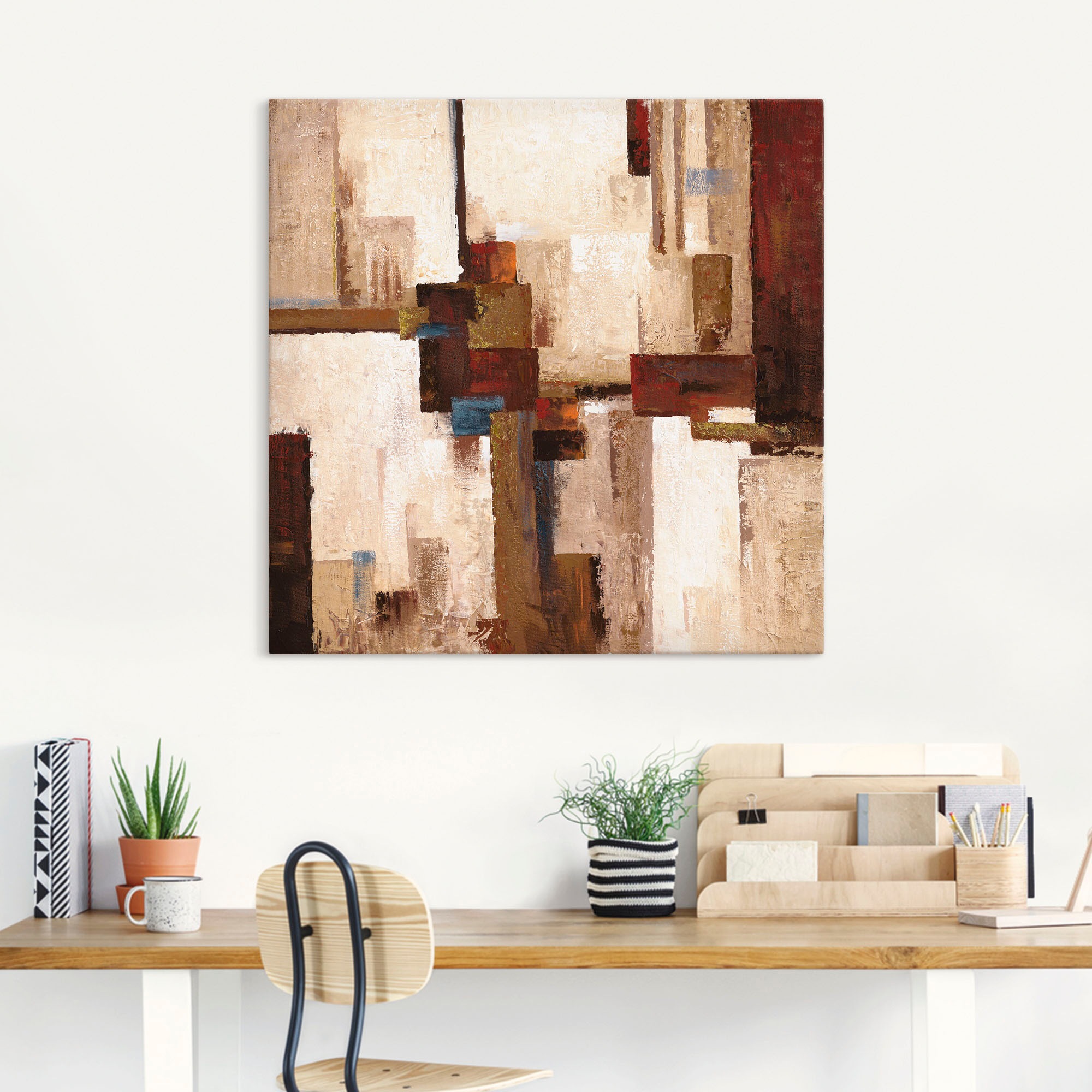 Artland Leinwandbild "Rote und braune Vierecke I" Muster 1 Stk. tlg. auf Ho günstig online kaufen