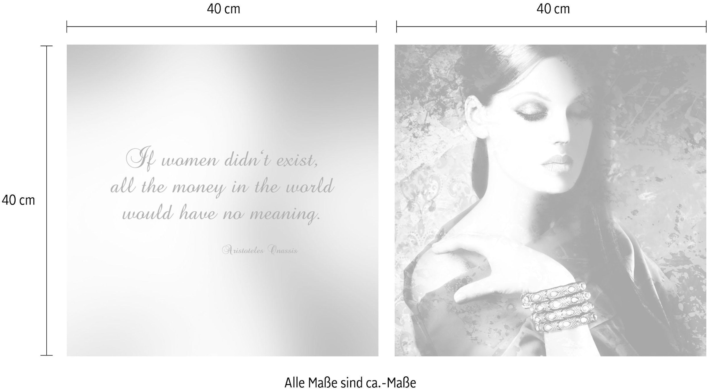 queence Leinwandbild »Money«, Historische Persönlichkeiten-Kunst-Modern-Spa-Spa Bilder-Sprüche-Sprüche & Texte-Schriftzug-Schriftzüge, (Set), Premium-Leinwandstoff, Handarbeit aus Deutschland, Zitat, 2er Set