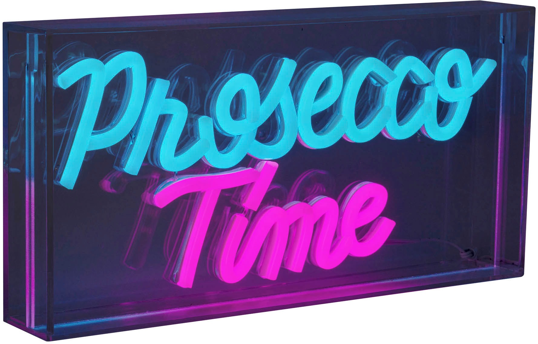 näve LED Dekolicht »PROSECCO TIME«, 1 flammig, Leuchtmittel LED-Modul | LED fest integriert, Schriftzug beleuchtet blau rot, Tisch- Wandfunktion, transparent, USB