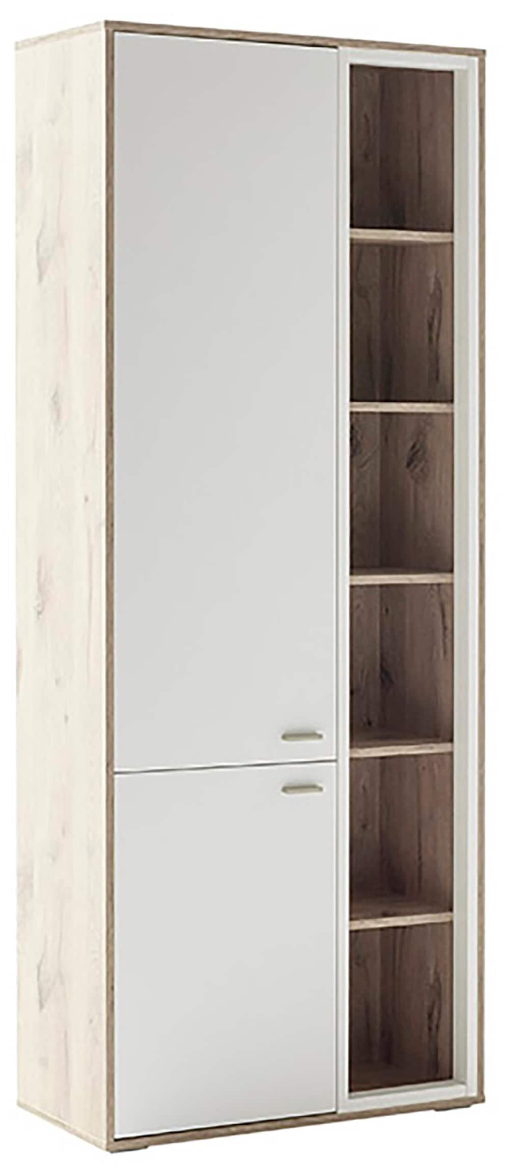 MCA furniture Vitrine »SANTERNO«, 2 Türen gedämpft, 6 Fächer, Metallgriffe nickelfarbig, Höhe 197 cm