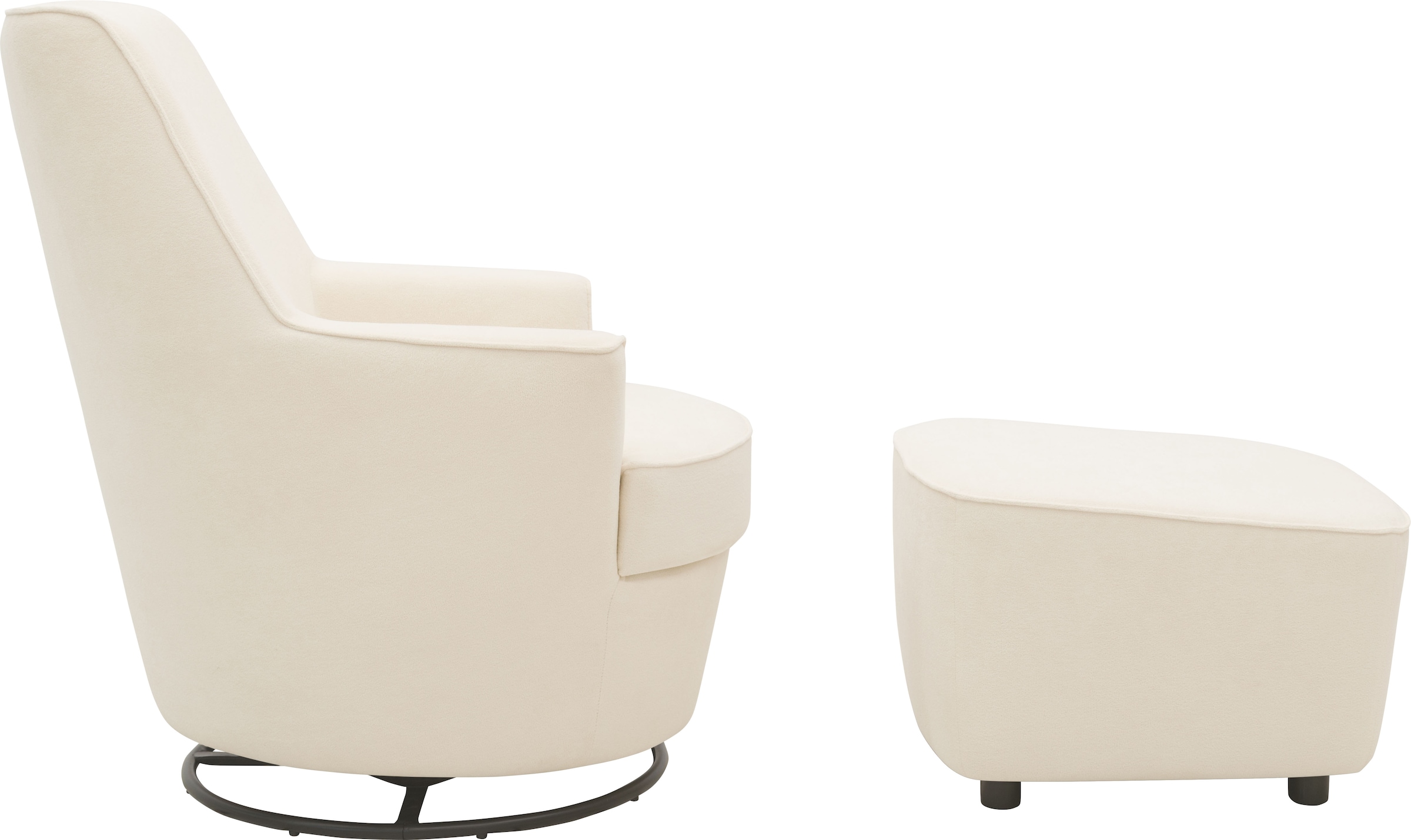 INOSIGN Drehsessel »HETTY, Drehsessel mit Wippfunktion und Hocker; Lesesessel, Armsessel«, (Set, 2 St.), mit Dreh/Wippfunktion, mit Federkern, in Cord und Microfaser