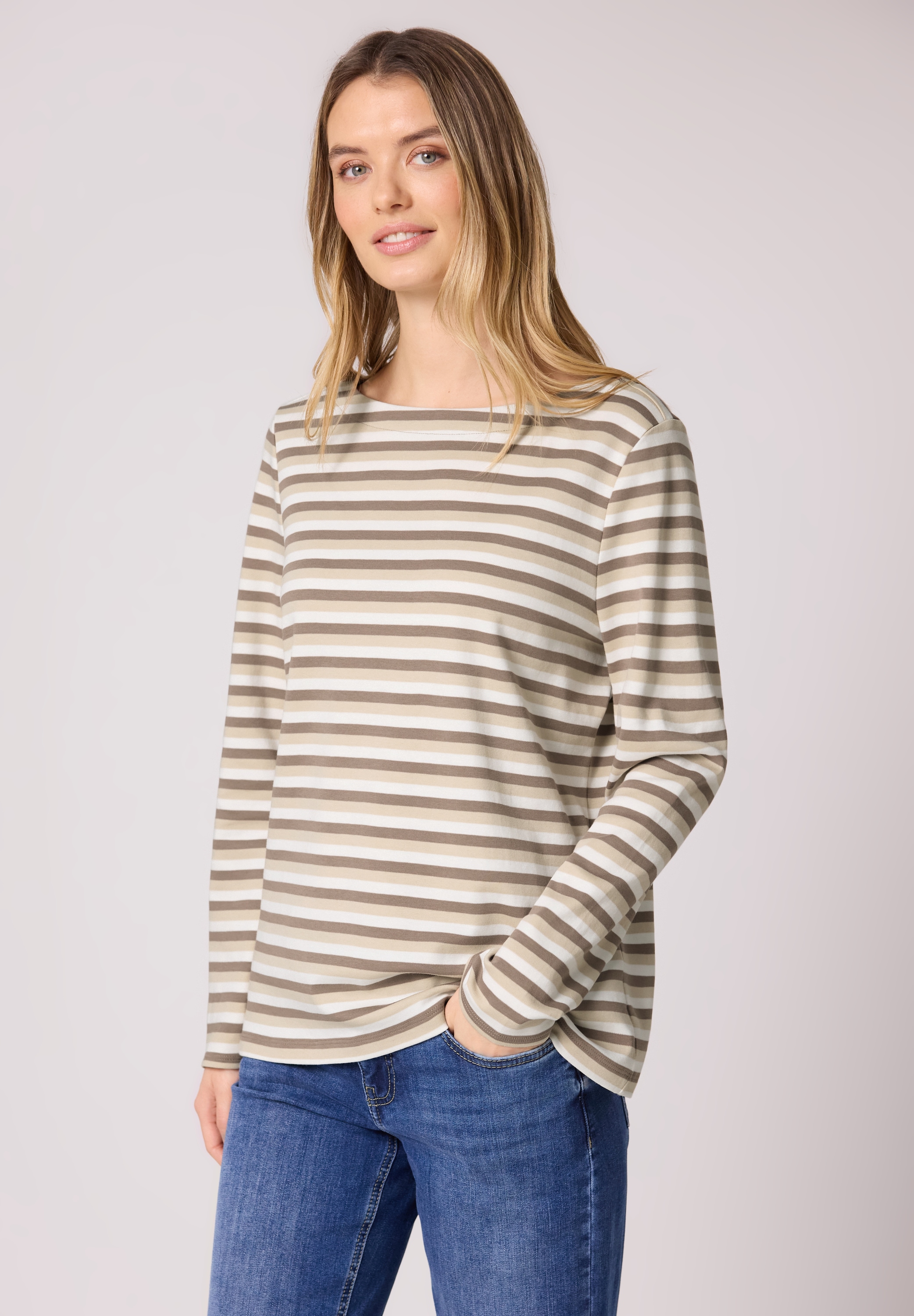 STREET ONE Langarmshirt mit U-Boot-Ausschnitt