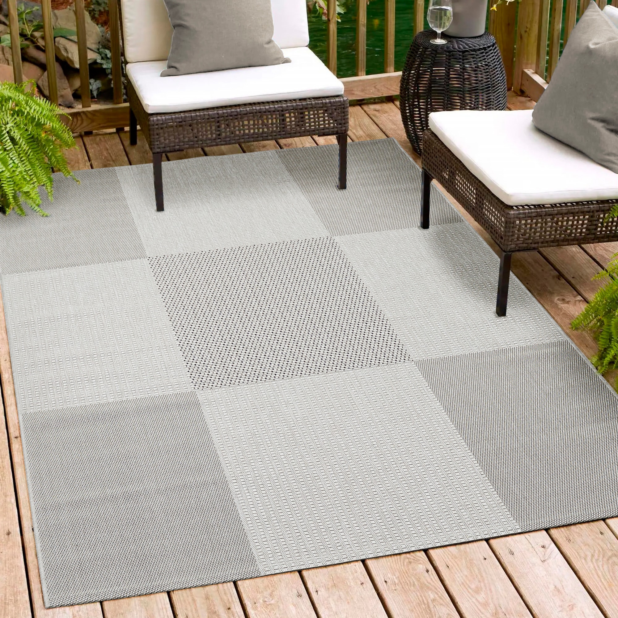 Andiamo Teppich "ARIZONA1" rechteckig 5 mm Höhe Flachgewebe, kariertes Muster, In- und Outdoor geeignet, wetterfest