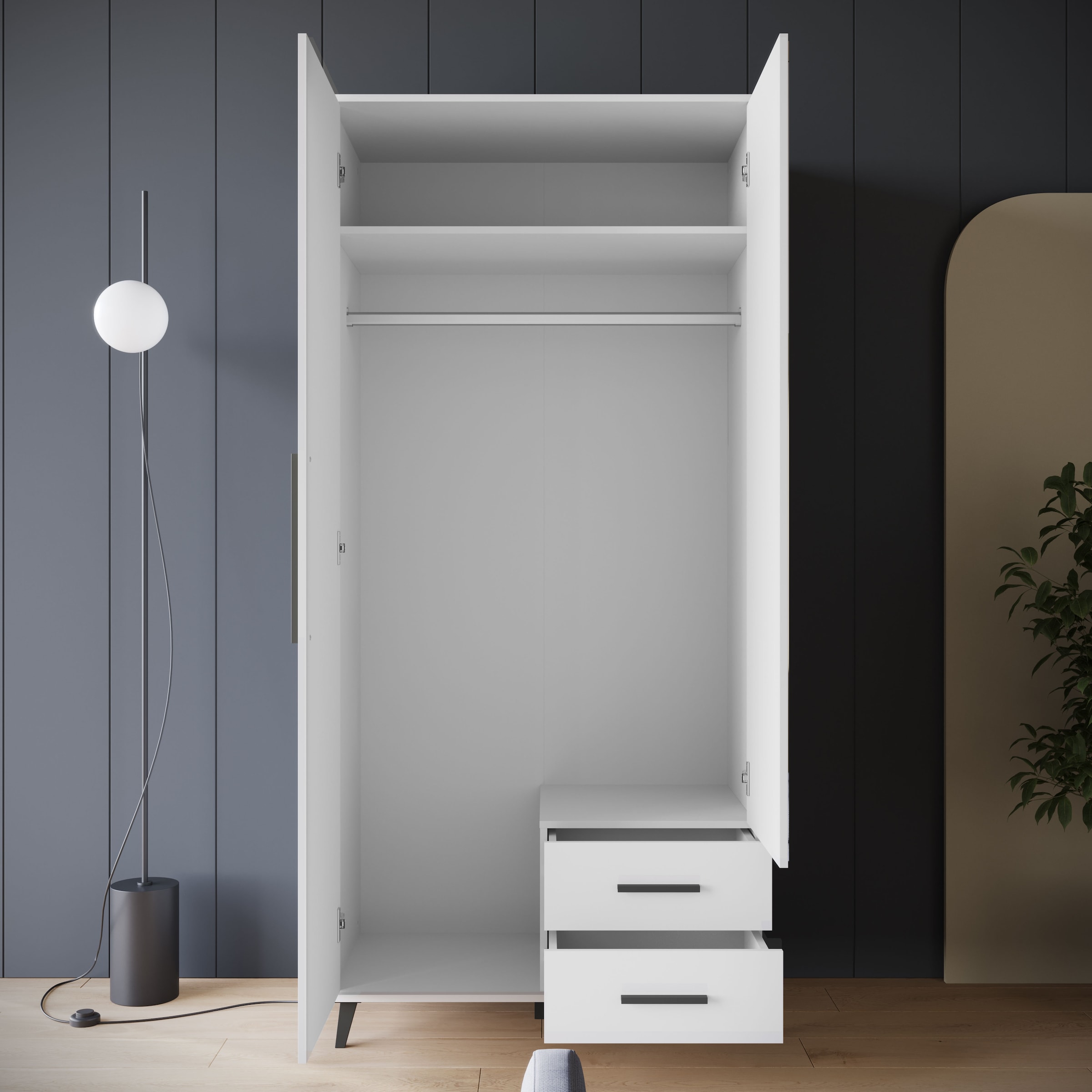 INOSIGN Kleiderschrank »Lagos, Garderobe«, (1 St.), Moderner Drehtürenschrank, FSC-zertifiziert, Schlafzimmerschrank