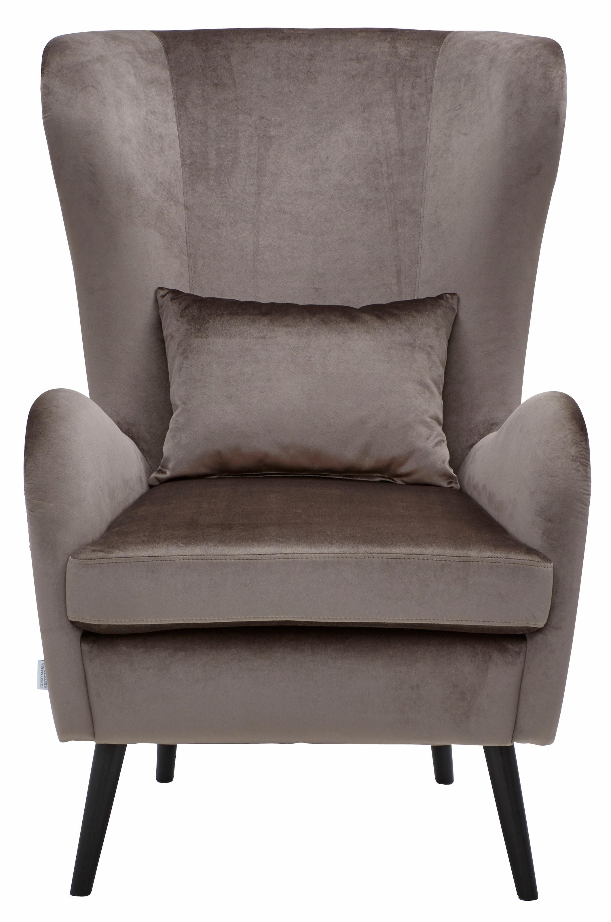 Guido Maria Kretschmer Home&Living Sessel »Salla auch in Fellimitat und Feincord, viele Bezugsarten, Ohrensessel«, wahlweise mit oder ohne Hocker; großer Sessel: Maße B/T/H: 78/94/118cm