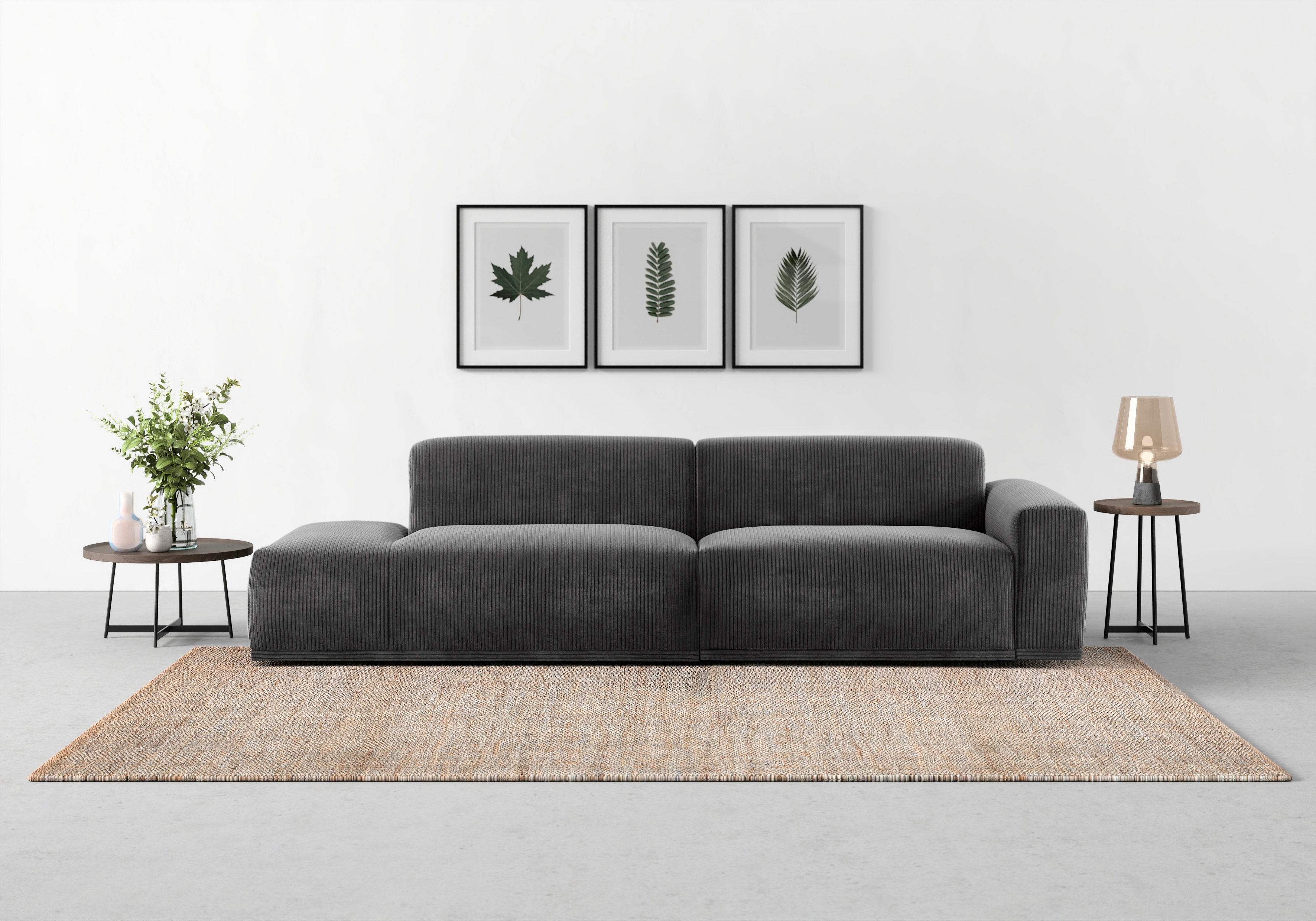 TRENDMANUFAKTUR Big-Sofa "Braga, mit hochwertigem Kaltschaum, Megasofa, Japandi-Design" modernes Big-Sofa, Couch mit hohem Sitzkomfort, 277/72/107 cm (B/H/T)