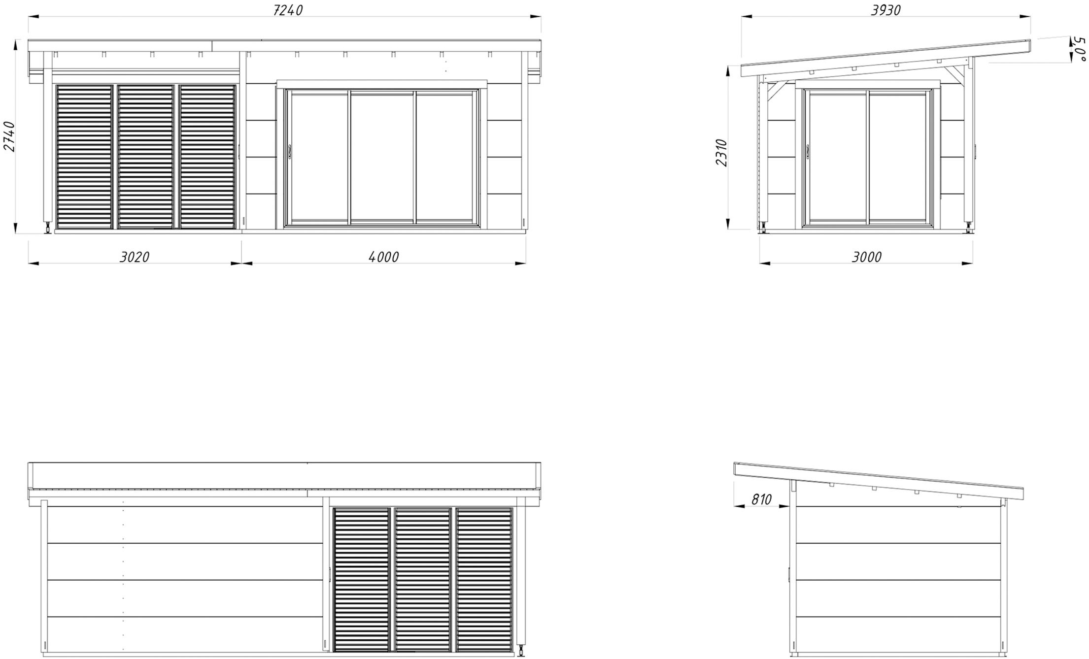 Palmako Gartenhaus »Grace Slide Plus« verschiedene Farben