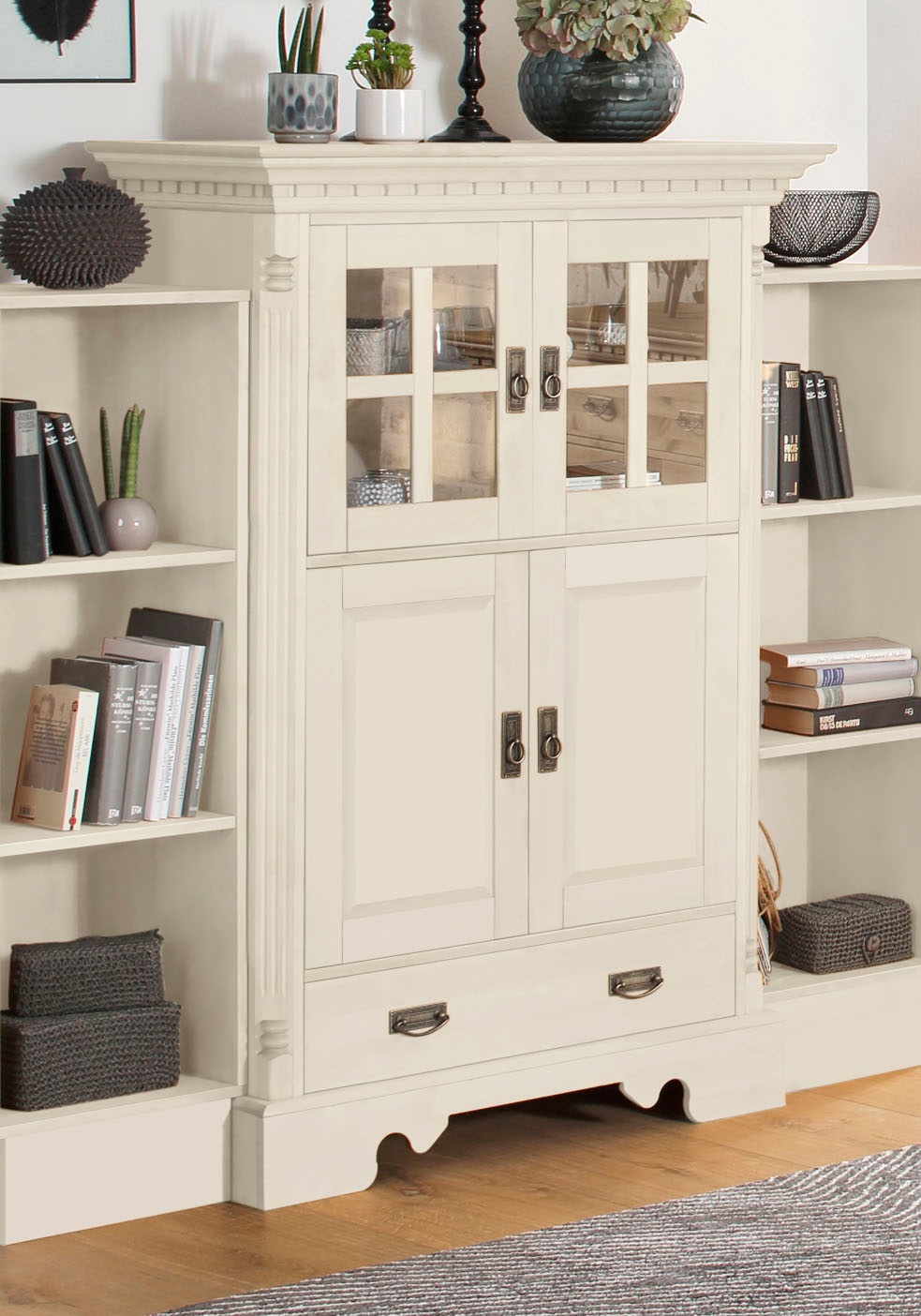 Home affaire Highboard "Milan", Vitrine, Breite 102 cm, Massivholz, FSC-zer günstig online kaufen