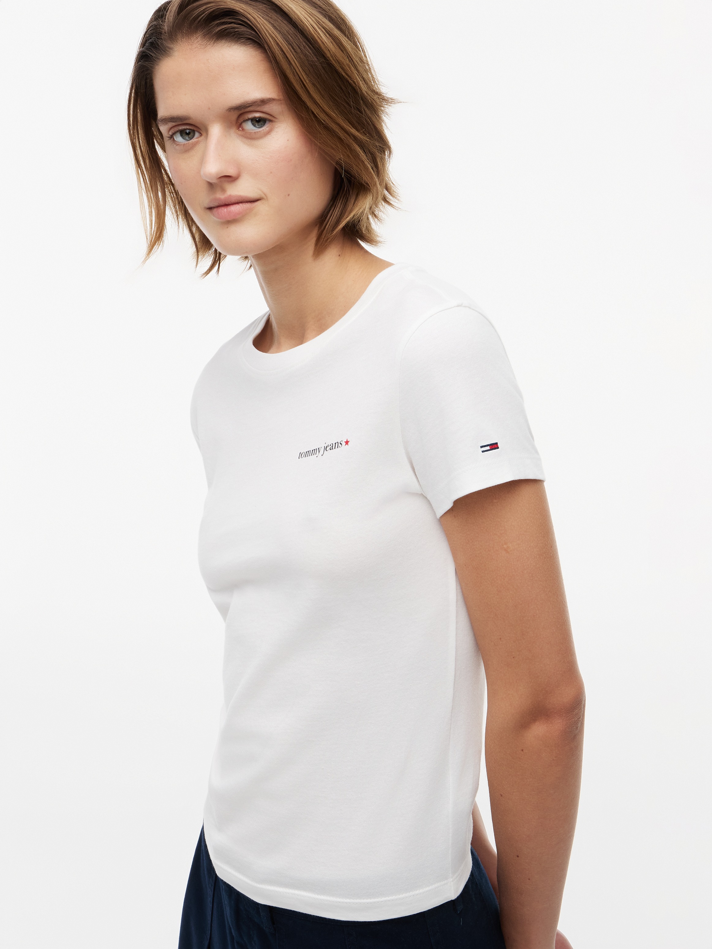 Tommy Jeans T-Shirt »TJW SLIM ESS LOGO 1 SS TEE EXT« Baumwolle, slim fit