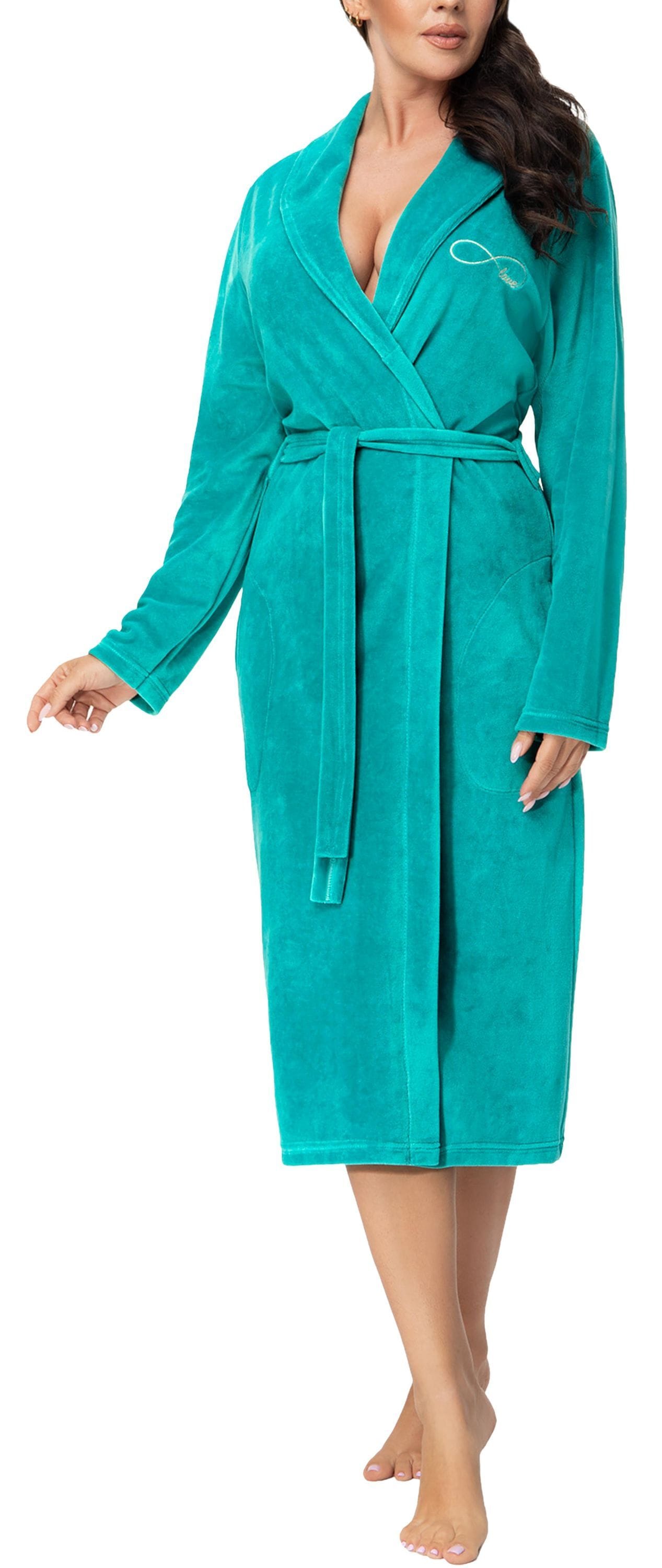 AQUARTI Damenbademantel "Bademantel Bamen Bademantel mit Schalkragen aus Ve günstig online kaufen