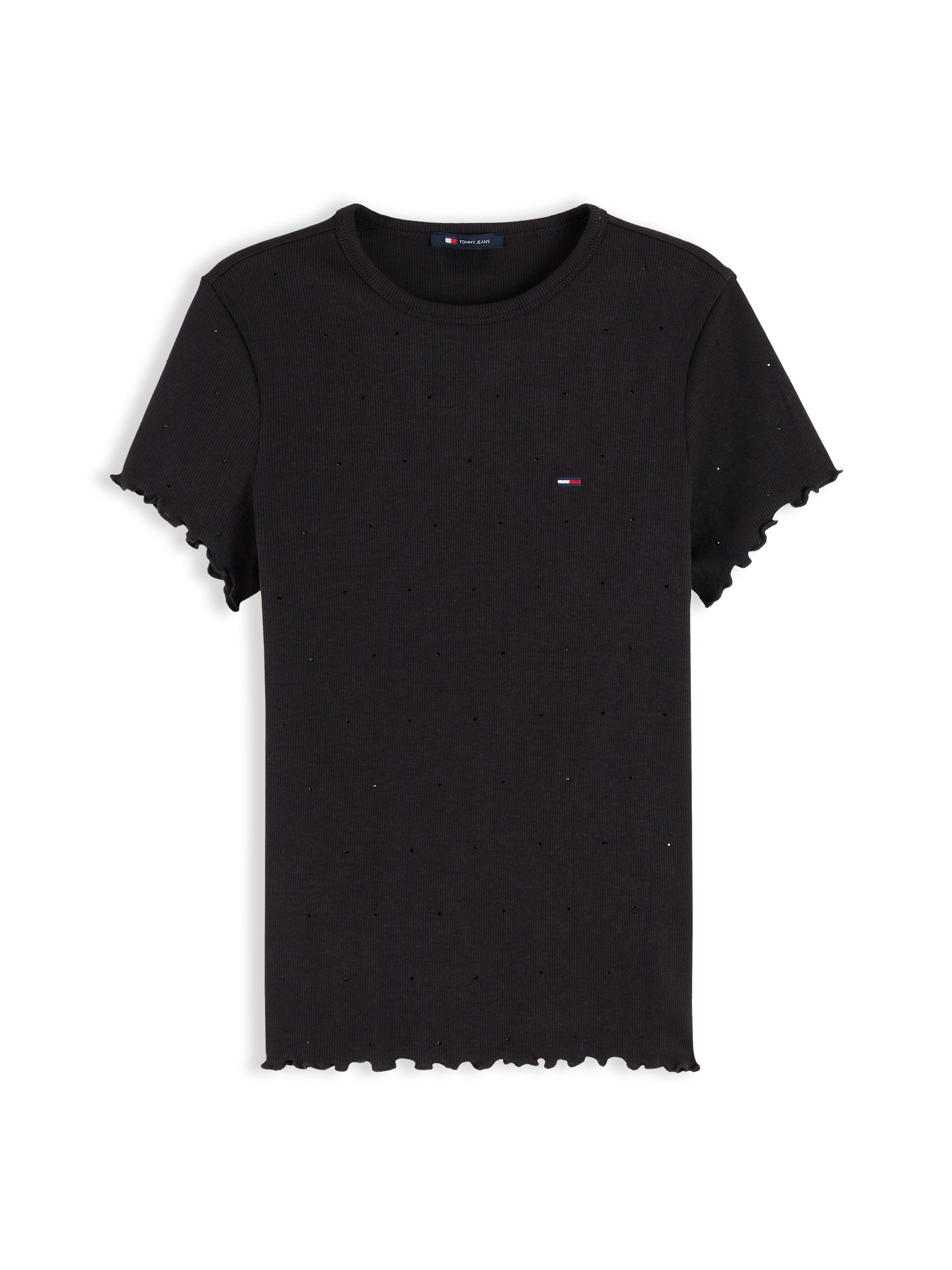 Tommy Jeans Rundhalsshirt »TJW SLIM PARTY RIB SS EXT« Baumwollmischung, slim fit, figurbetont, in gerippter Struktur