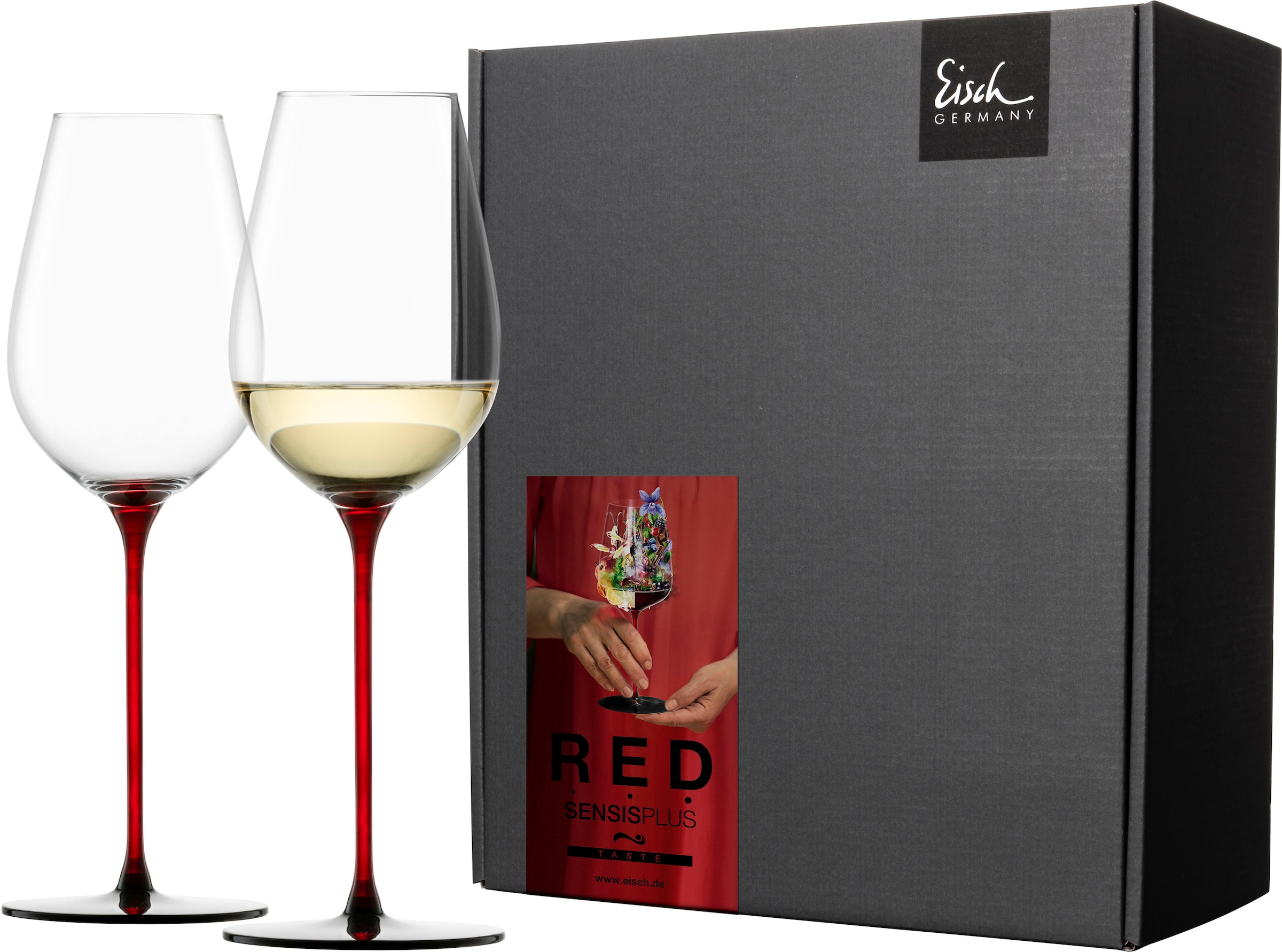 Eisch Champagnerglas »RED SENSISPLUS«, (Set, 2 tlg., 2 Gläser im Geschenkkarton), 400 ml, 2-teilig, Made in Germany