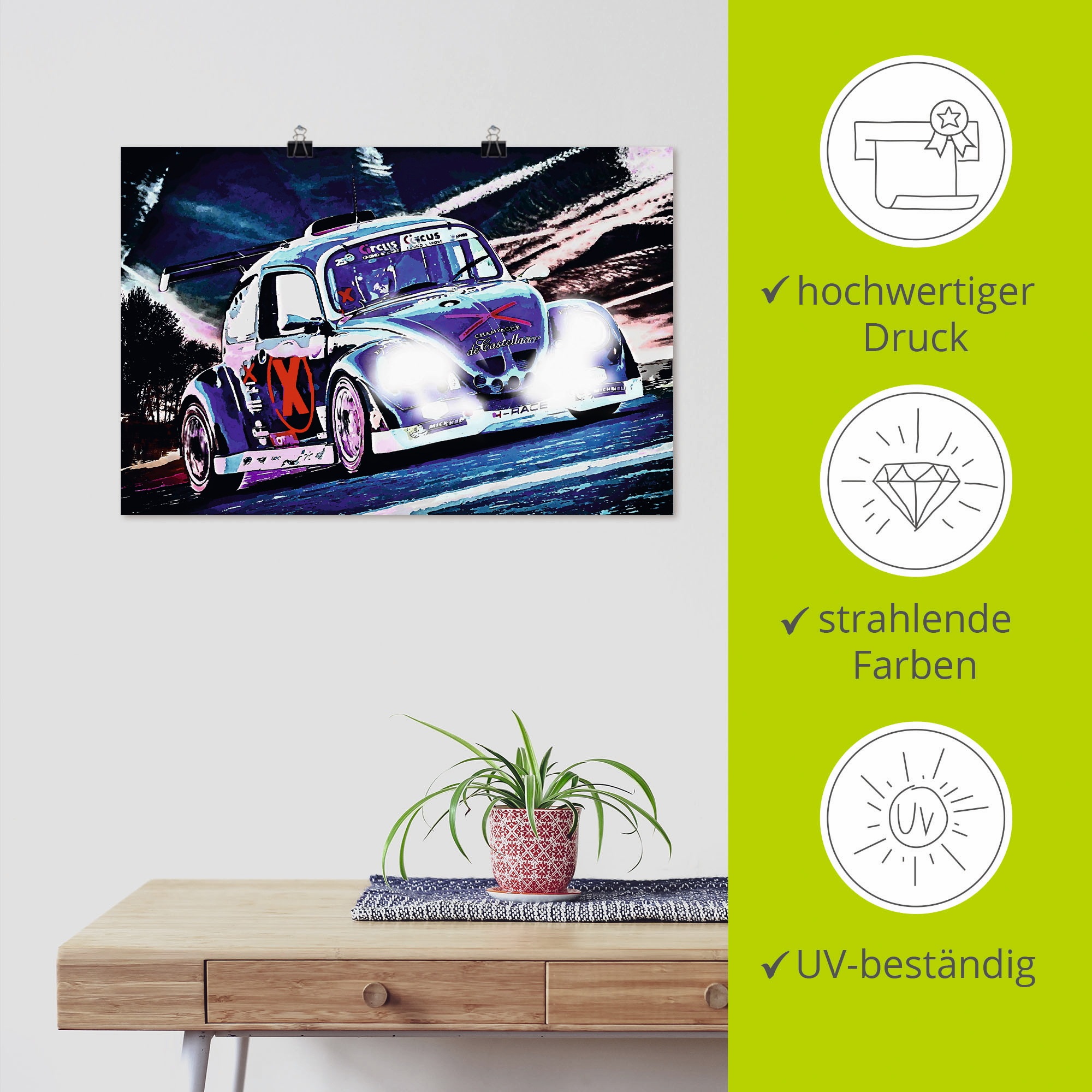 Artland Wandbild »Käfer Funcup Spa 2017«, Auto, (1 St.), als Alubild, Outdoorbild, Leinwandbild, Poster, Wandaufkleber