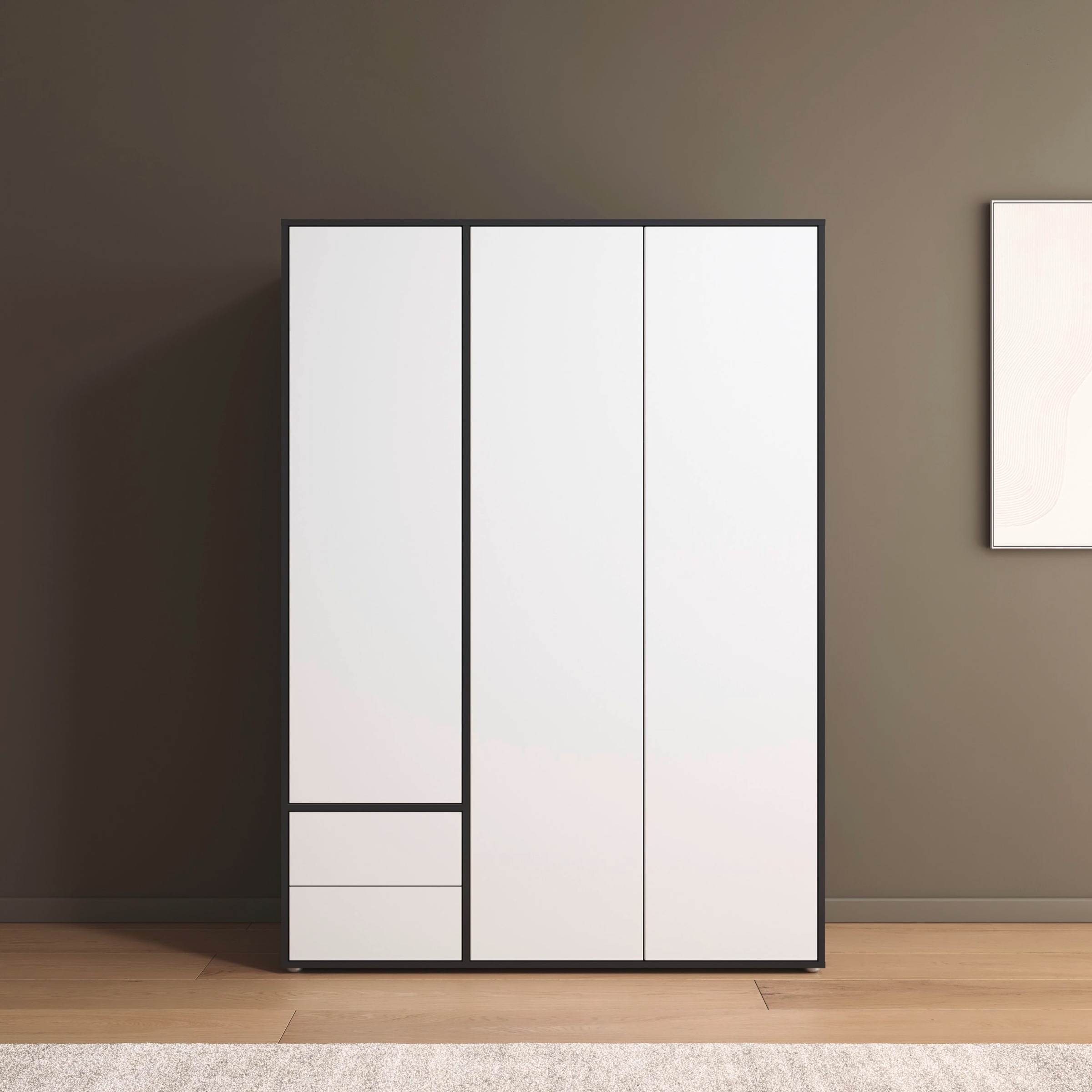 rauch Drehtürenschrank »Kleiderschrank Schrank Garderobe Wäscheschrank NABILA viel Stauraum«, (in 3 verschiedenen Ausstattungen BASIC/CLASSIC/PREMIUM), mit 2 Schubladen und Push-to-Open Funktion TOPSELLER MADE IN GERMANY