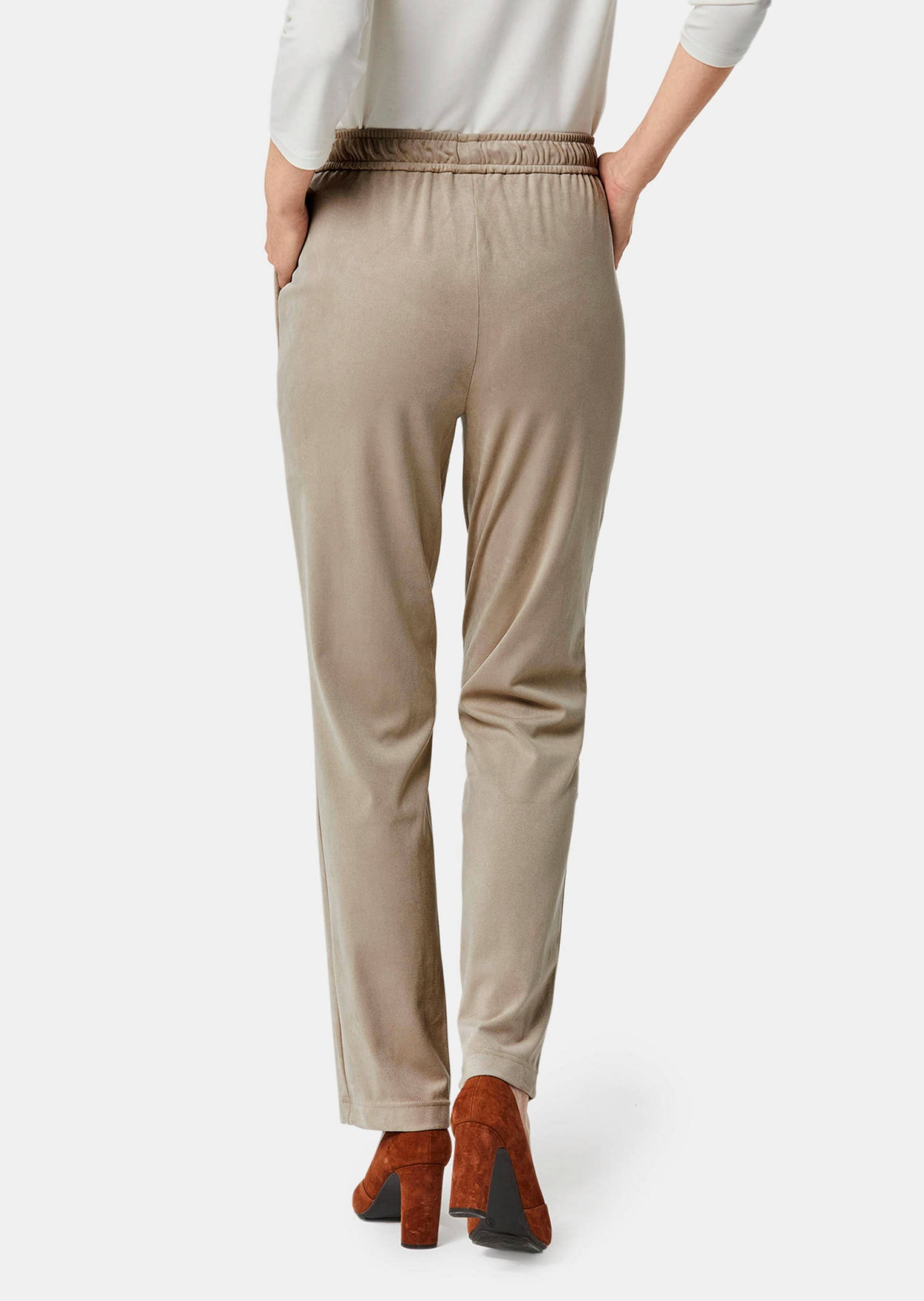 GOLDNER 2-in-1-Hose »Kurzgröße Stretch Hose SARA in Veloursleder-Optik«