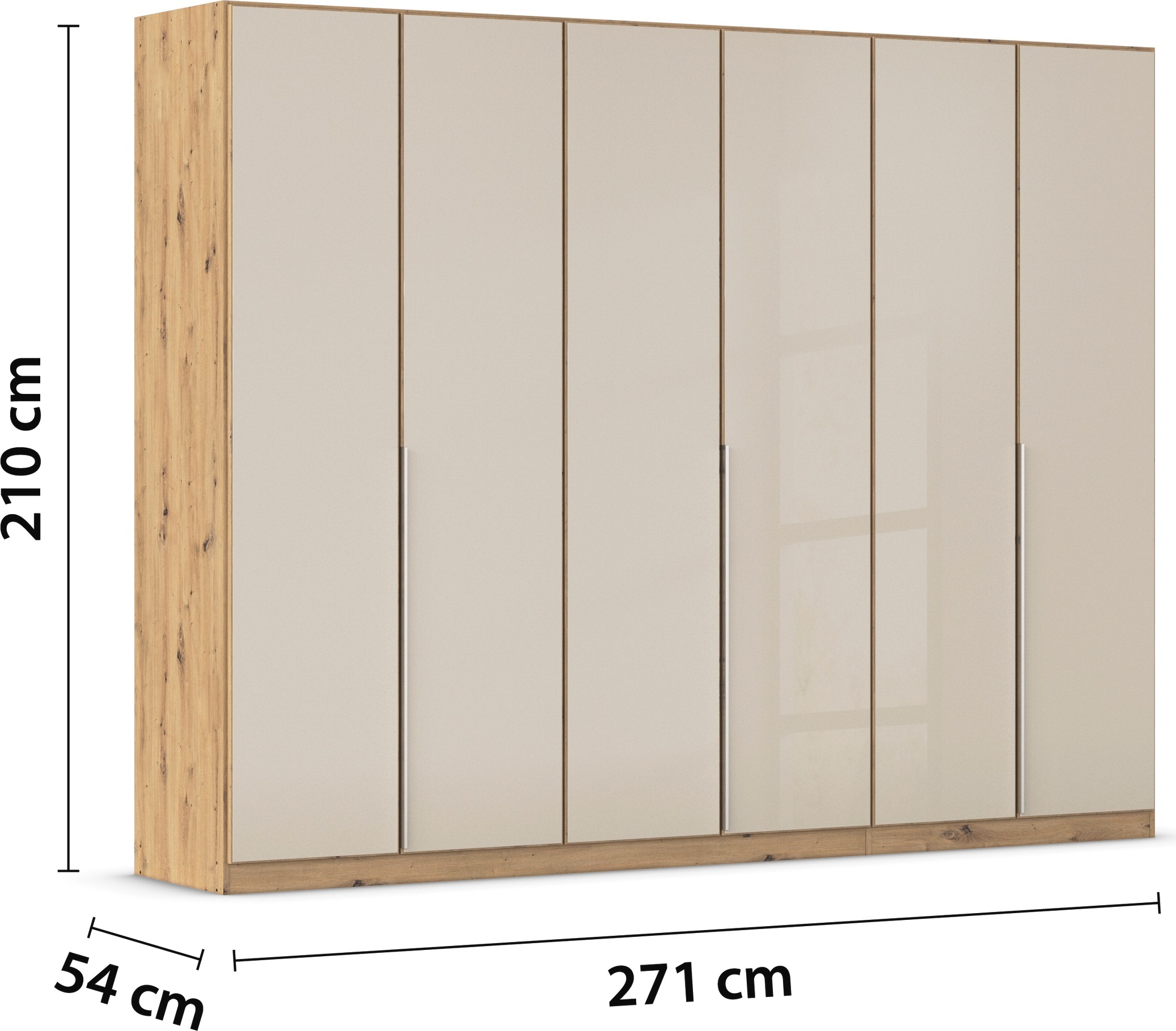 rauch Drehtürenschrank »Kleiderschrank Kleiderschränke Schrank Garderobe AGORDO mit Glasfront«, (in zwei Griff-Farben), durchdachte Innenausstattung, in 6 Breiten und 2 Höhen MADE IN GERMANY