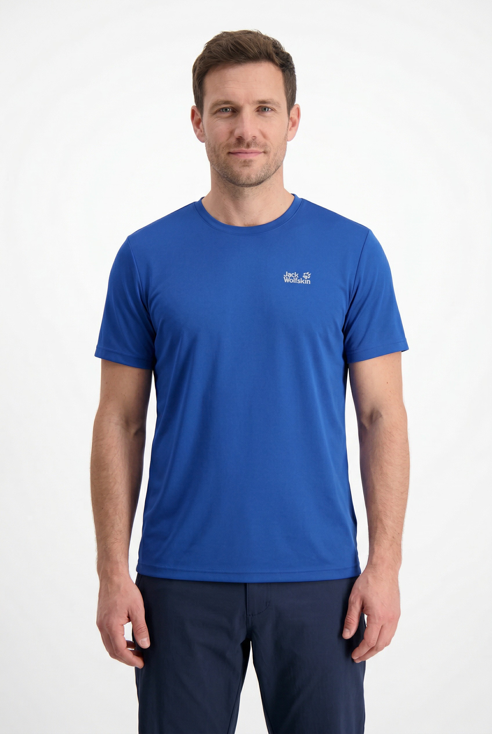 Jack Wolfskin Funktionsshirt "TECH T M" atmungsaktiv, Kurzarm, mit Rundhalsausschnitt, ohne Verschluss