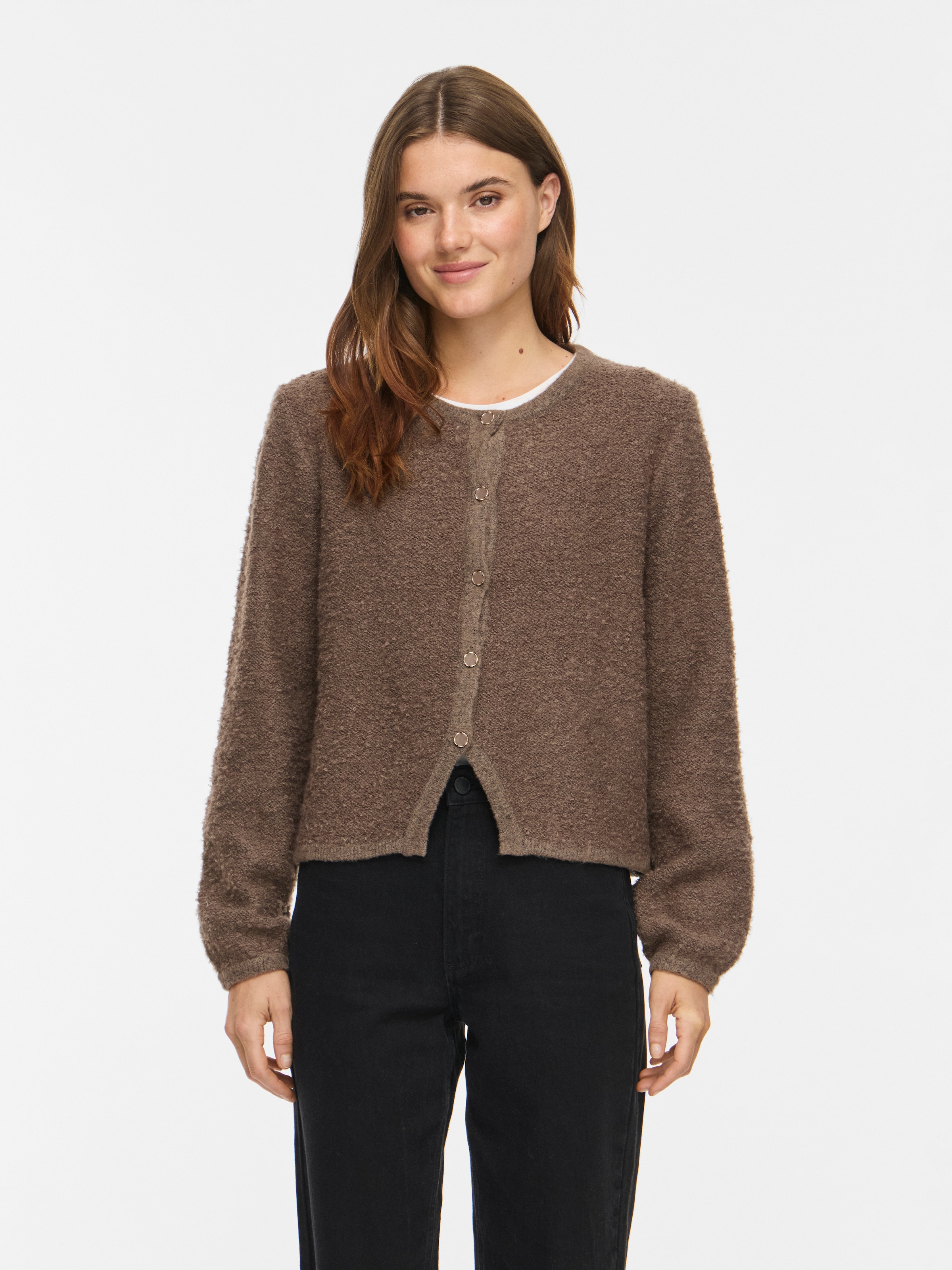 Vila Strickjacke "VIPIGGA O-NECK L/S KNIT JACKET NOOS" Materialmix