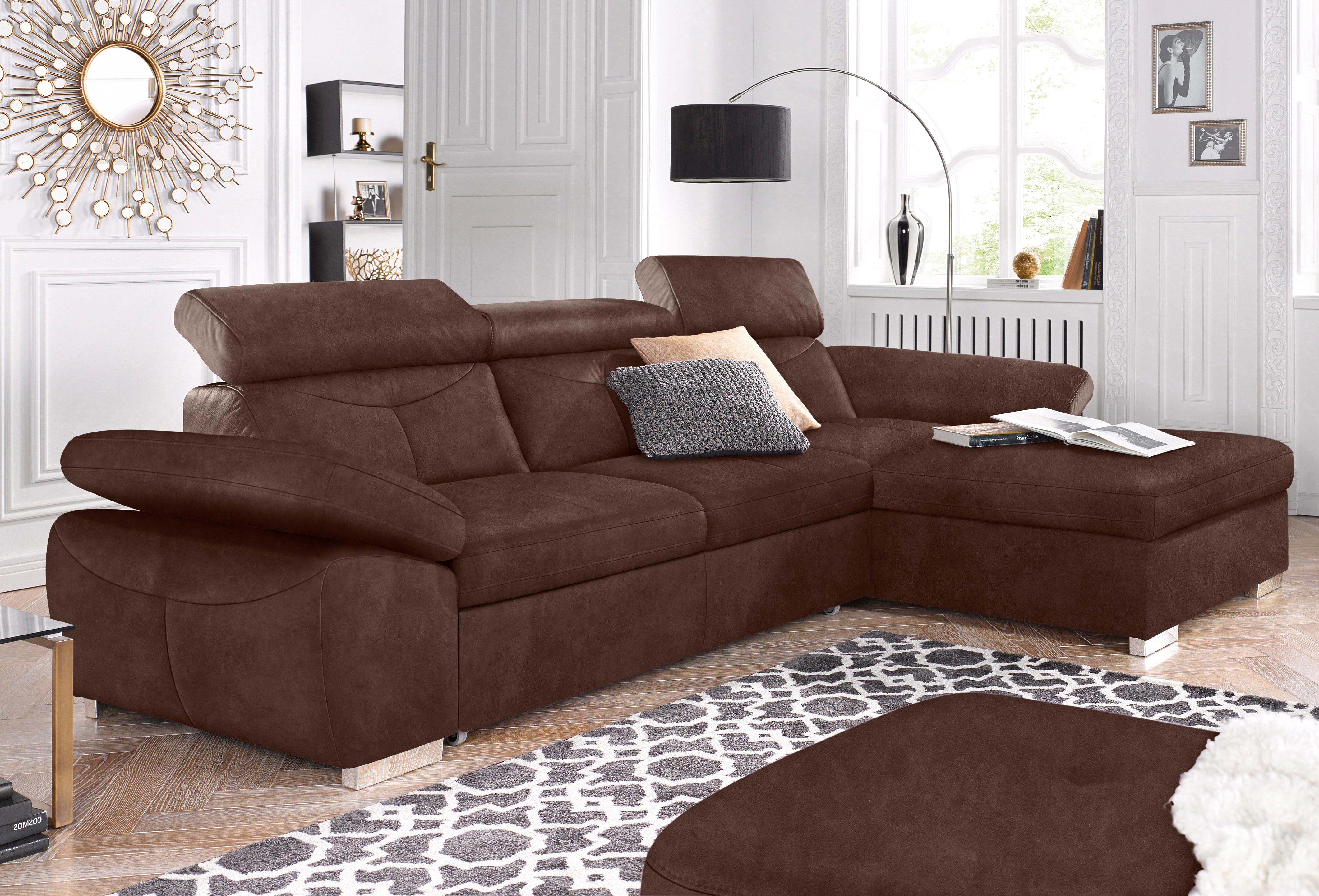 exxpo - sofa fashion Ecksofa "Spring, super bequem, mit Armteil- und Kopfteilfunktion" aus Luxus-Microfaser +Simply Clean - für besonders einfache Reinigung