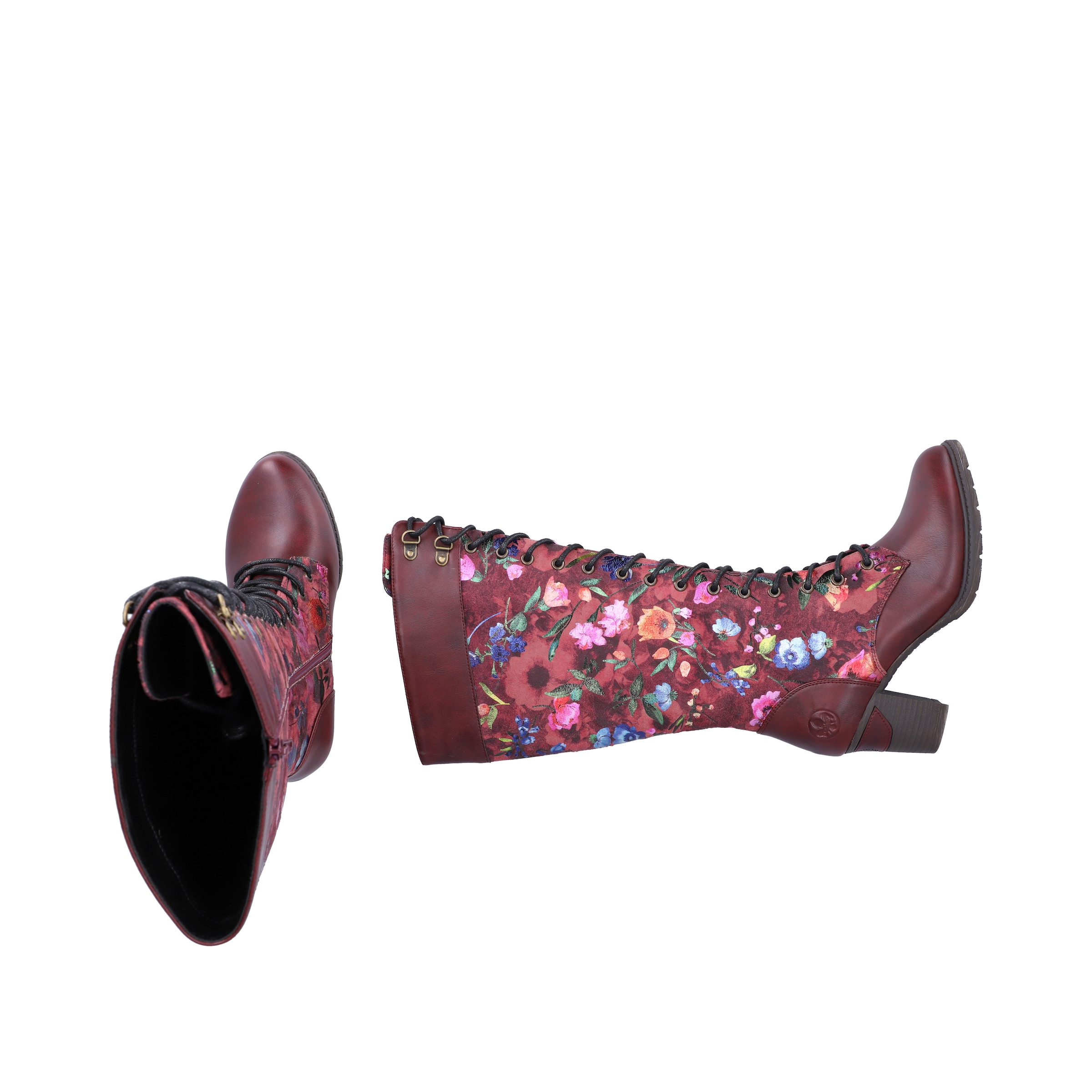 Rieker Schnürstiefel  Langschaftstiefel mit stylischem Blumenmuster