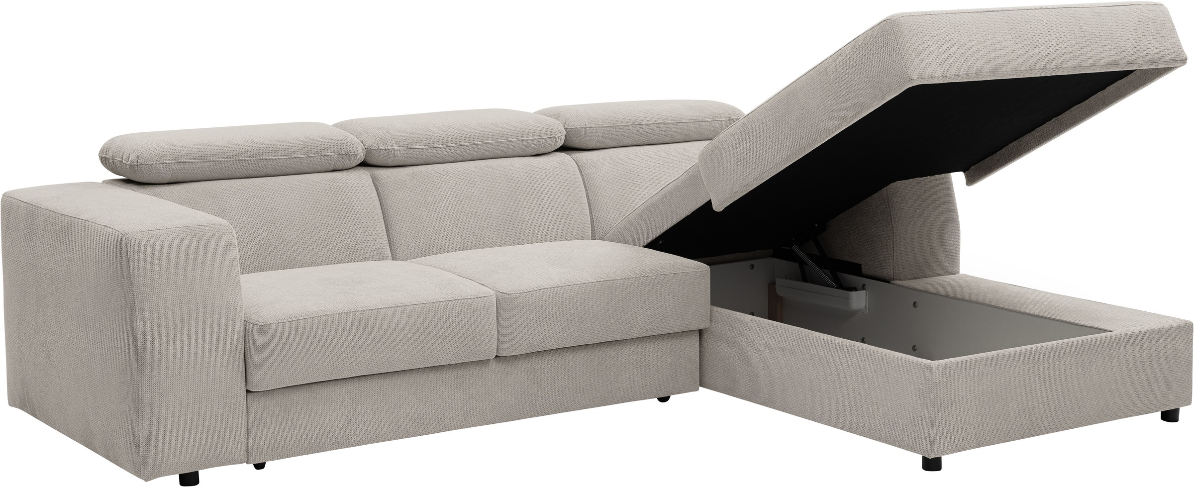 WERK2 Ecksofa »Cherry, modernes Sofa mit Komfortfunktionen, Breite 270cm, L-Form,«, bequem, mit verstellbaren Kopfteilen, Schlaffunktion und Bettkasten