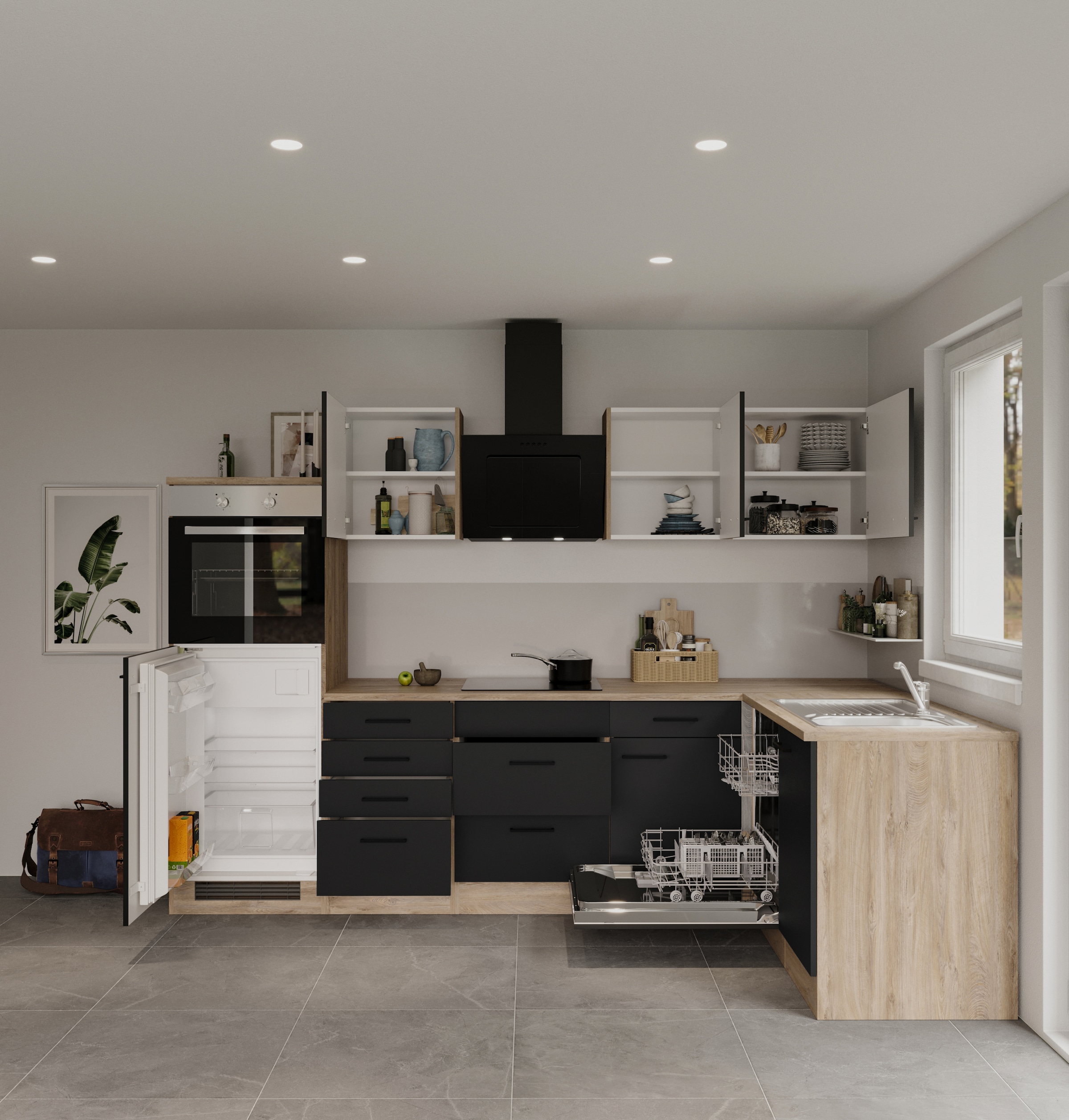 Flex-Well Küchenzeile »Capri«, mit und ohne E-Geräten erhältlich, Gesamtbreite 280x170 cm