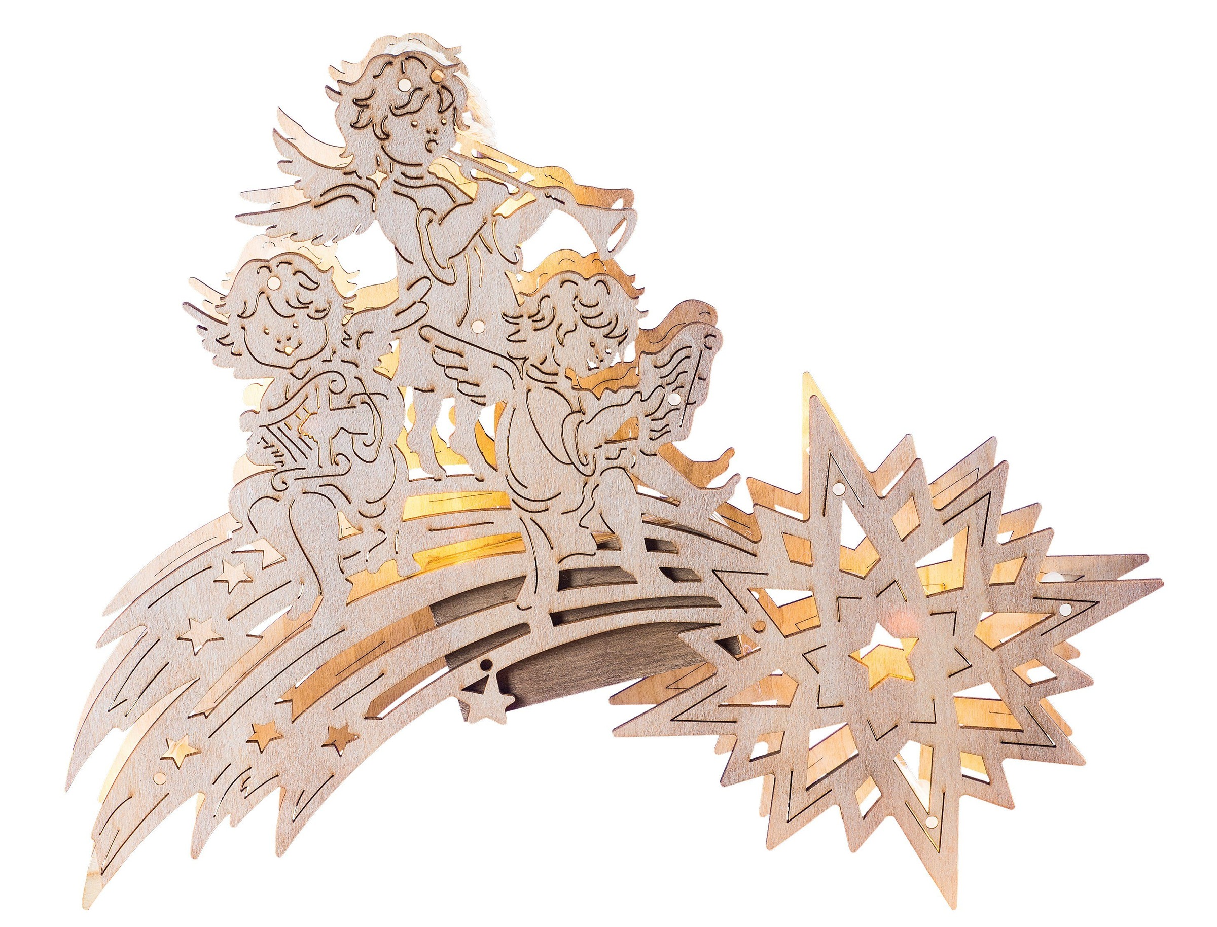 Fensterbild mit Engeln und LED-Beleuchtung