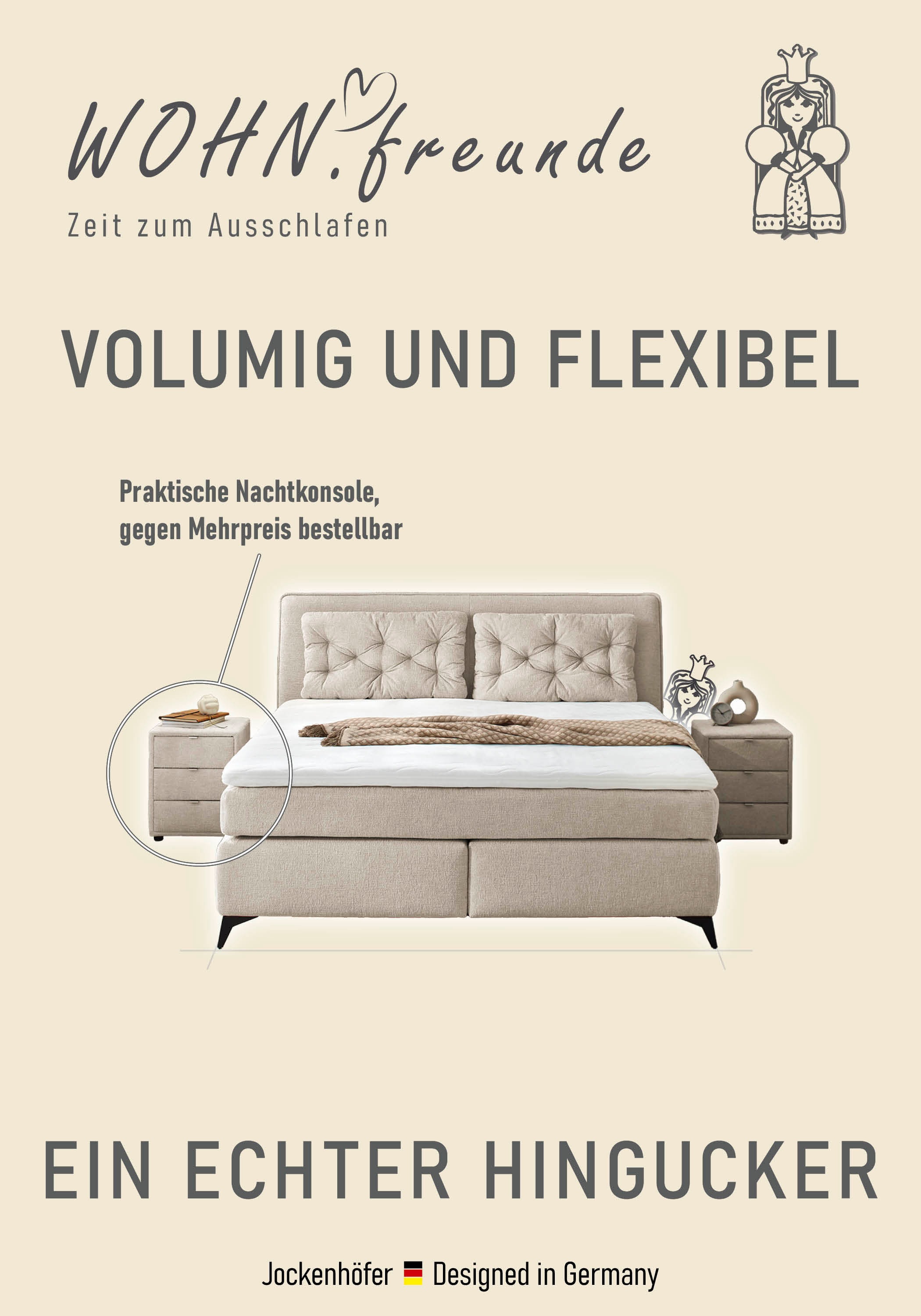 Jockenhöfer Gruppe Boxspringbett »Chalet, inklusive Kissen«, Wende-Bonell-Federkern-Matratze (H2/H3), PU-Schaum Topper