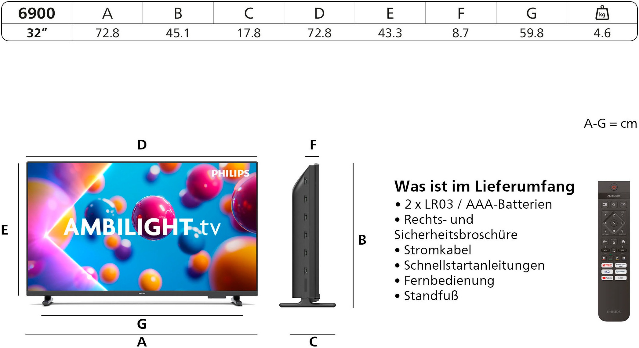 Philips LED-Fernseher »32PFS6900/12«, Full HD, Smart-TV