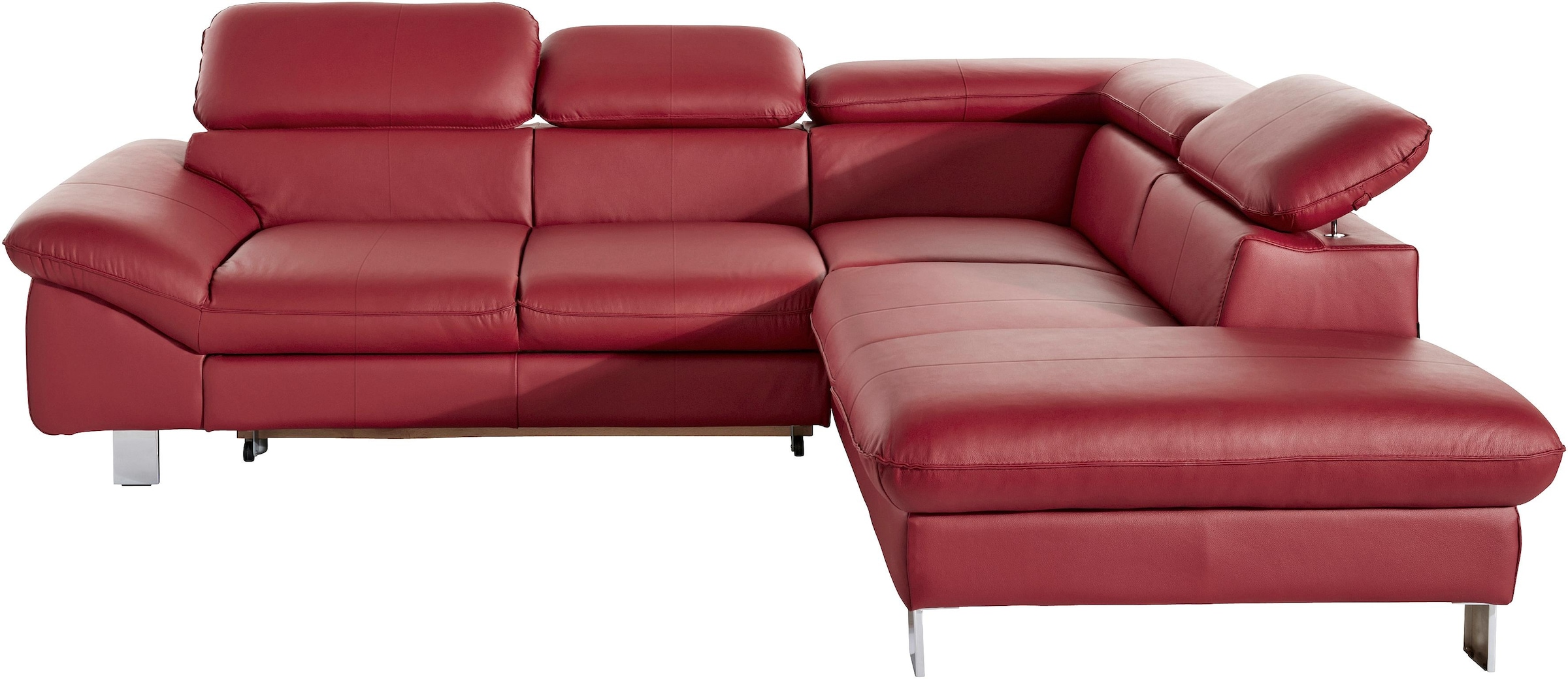 COTTA Ecksofa "Driver L-Form, B: 265 cm, moderne Couch mit Wellenunterfederung, Leder" inkl. 3x Kopfteilverstellung, optional mit Schlaffunktion + Stauraum