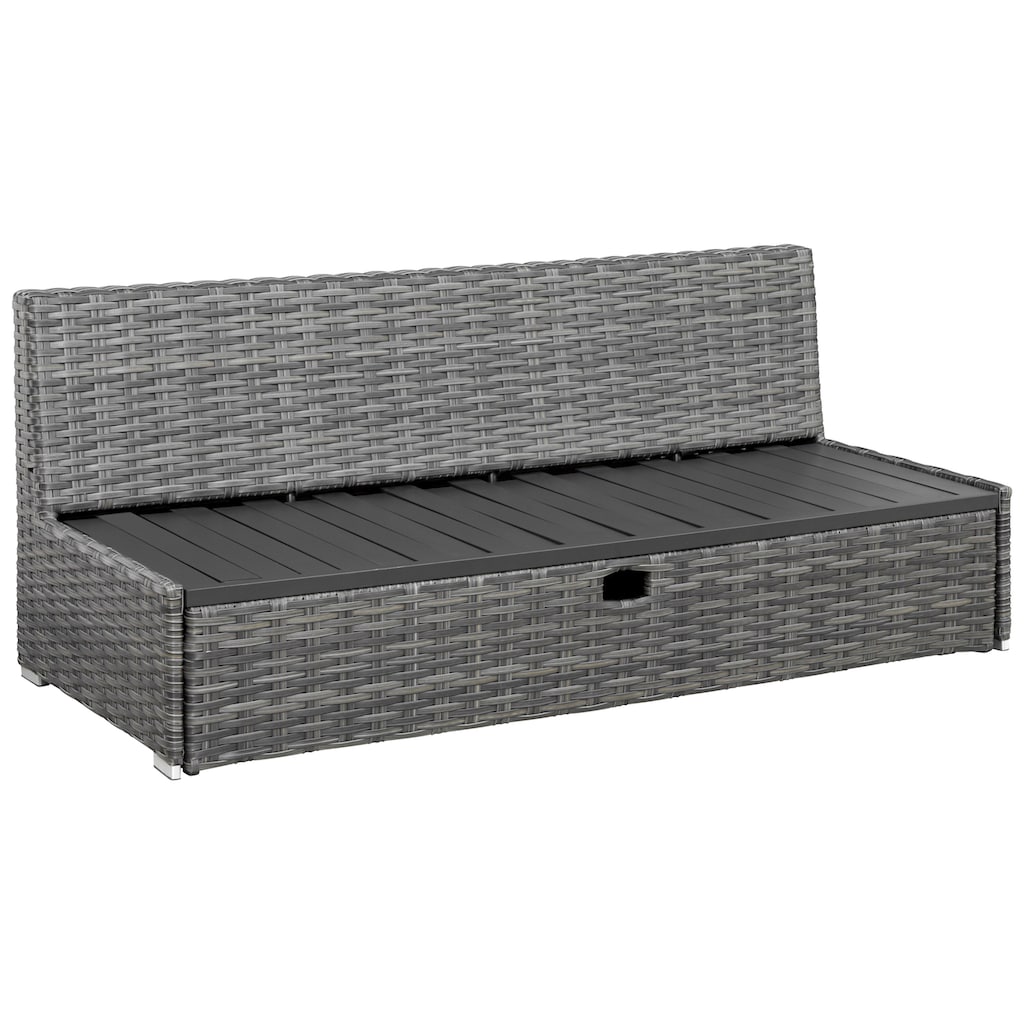 KONIFERA Gartenlounge-Set »New York«, (21 tlg., 1x 3er AZ-Sofa, 1x Ecke, 1x Sessel, 1x Ottomane mit Staufach, 1x Tisch), Tisch 110x65 cm, Aluminium,Polyrattan,individuell stellbar,10 Personen