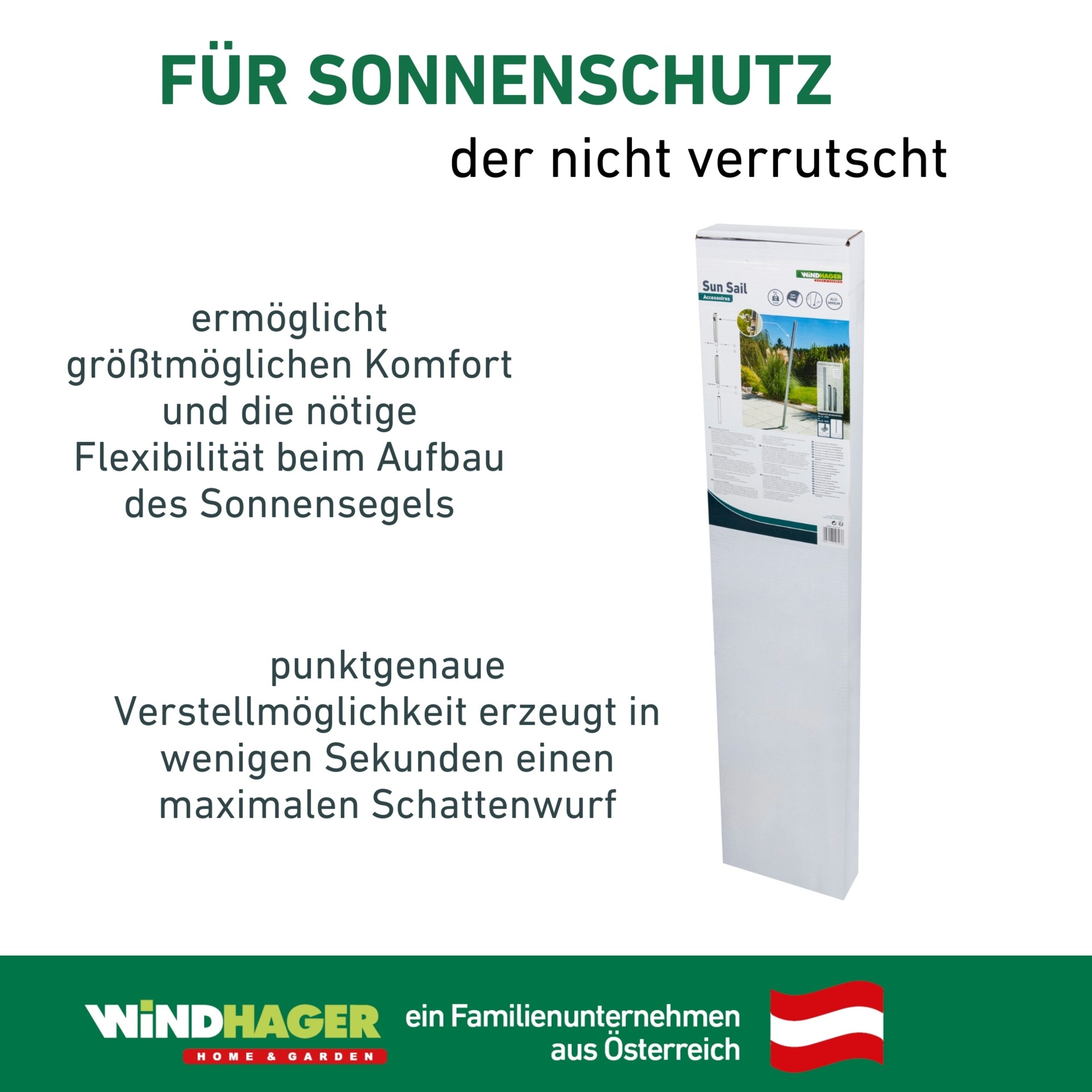 Windhager Sonnensegelmast »Premium« höhenverstellbares Gleitschienensystem