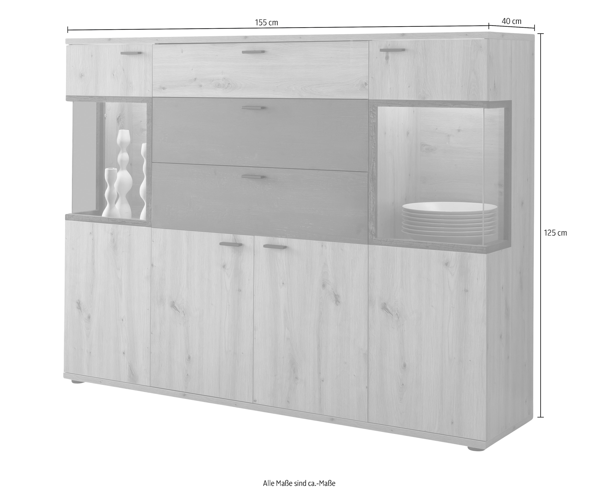 HELA Highboard »Atlanta«, Höhe 125 cm