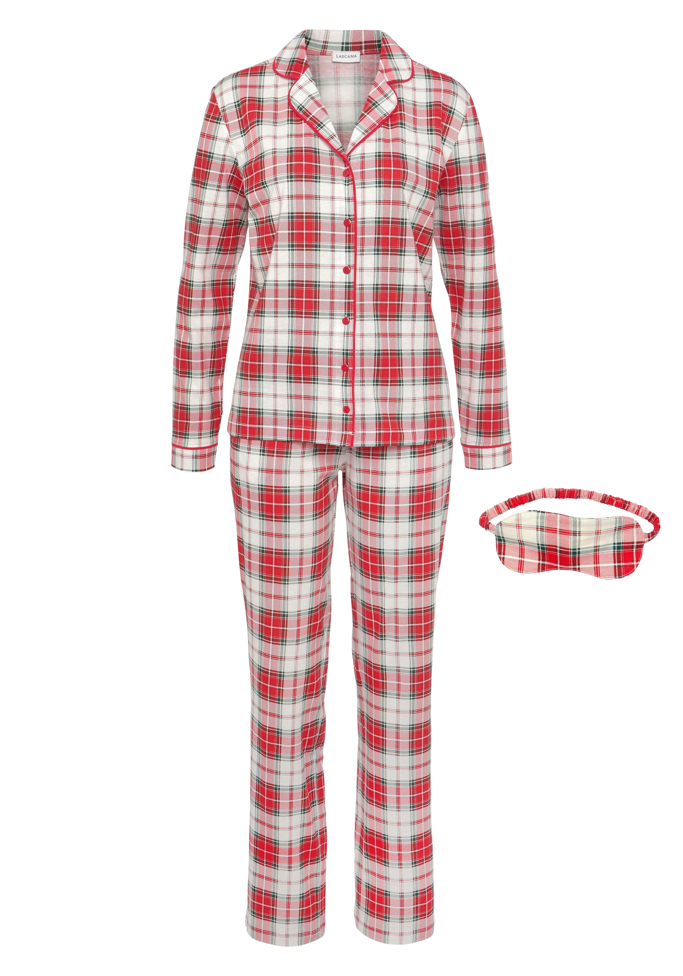LASCANA Schlafanzug, (Set, 3-teilig), incl. Schlafmaske günstig online kaufen