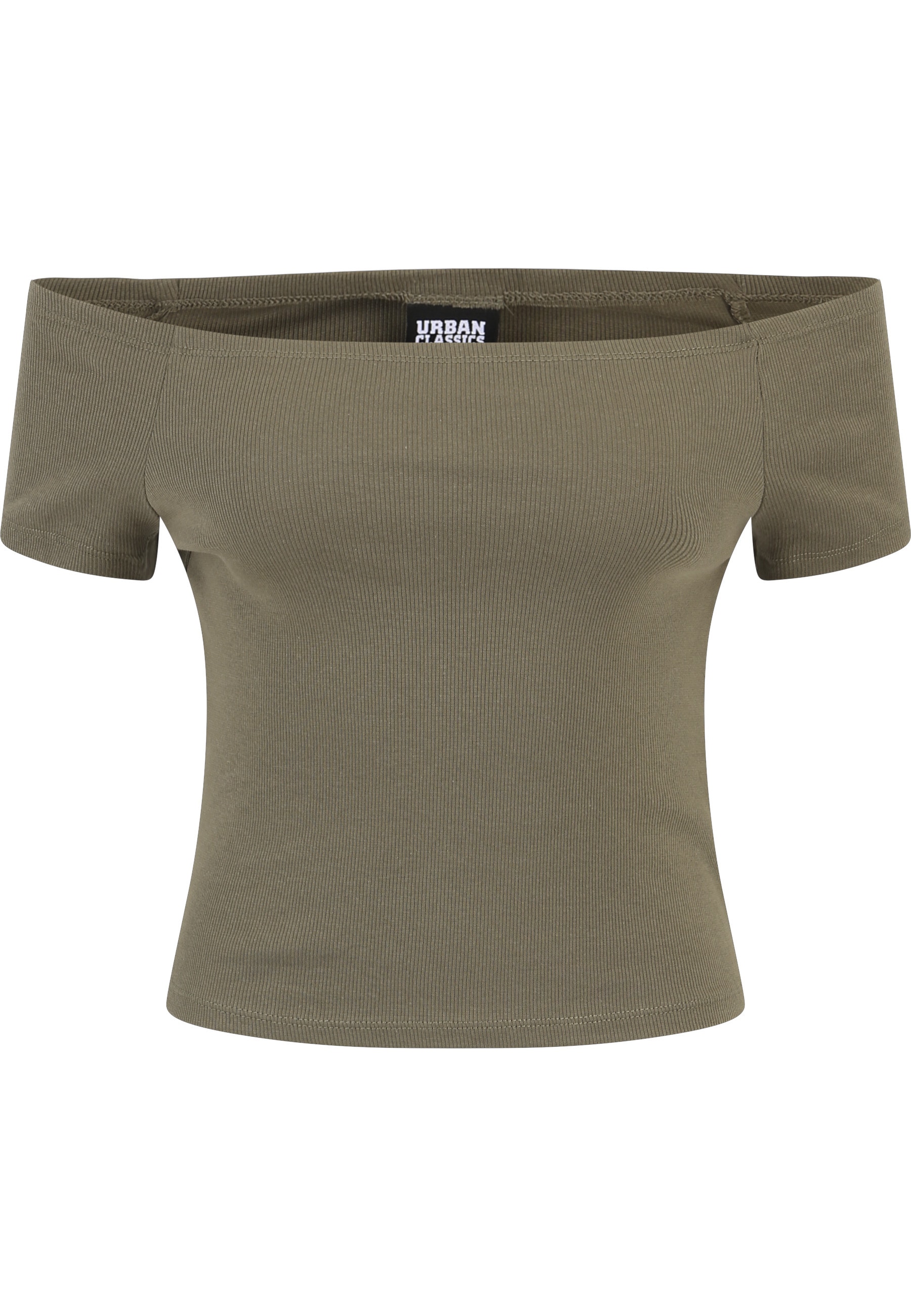 URBAN CLASSICS T-Shirt »Urban Classics Damen Ladies Off Shoulder Rib Tee 2-Pack« 1 Stk.