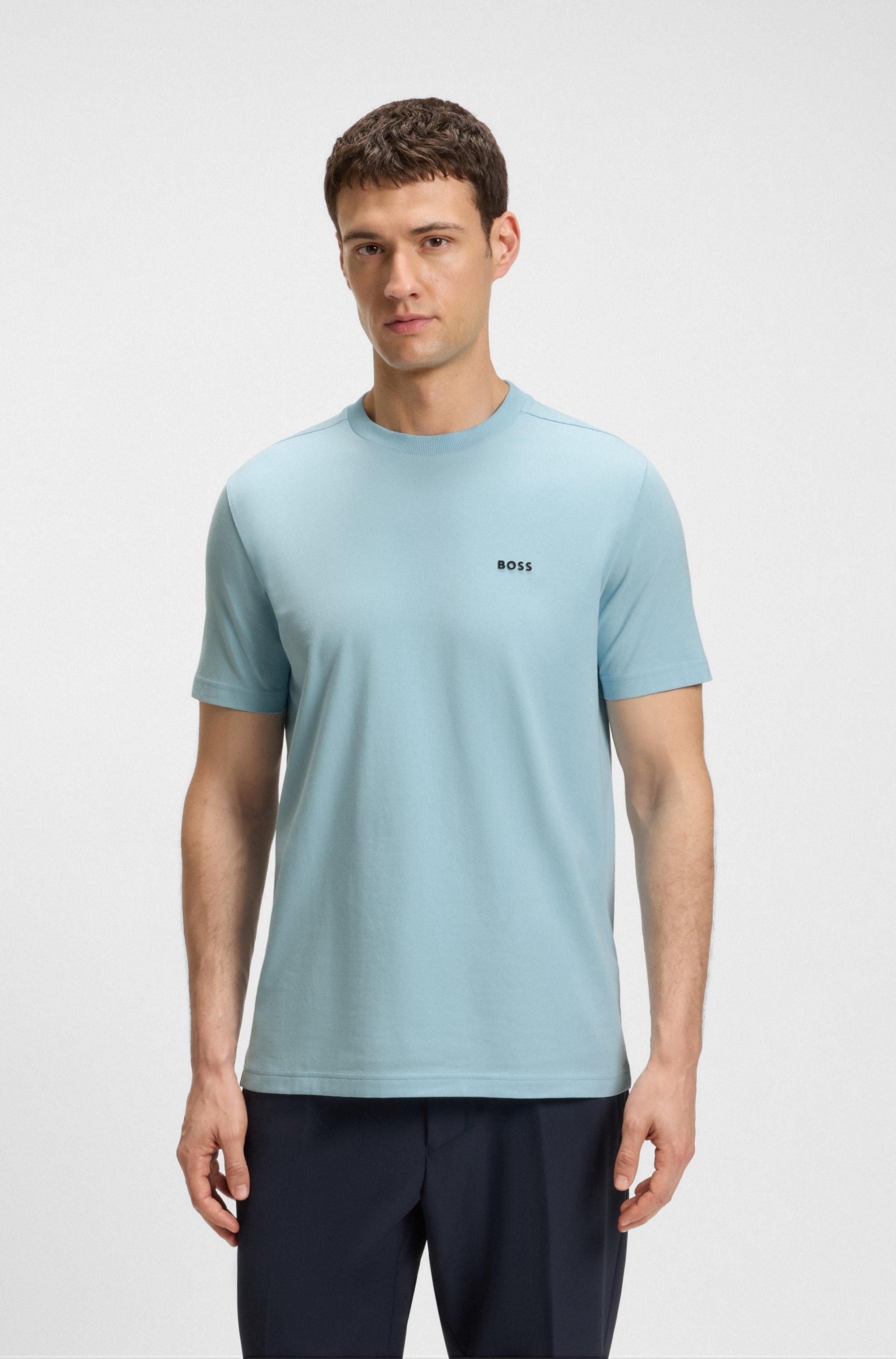 BOSS GREEN Rundhalsshirt "Tee", mit gummiertem Kontrast-Logo günstig online kaufen