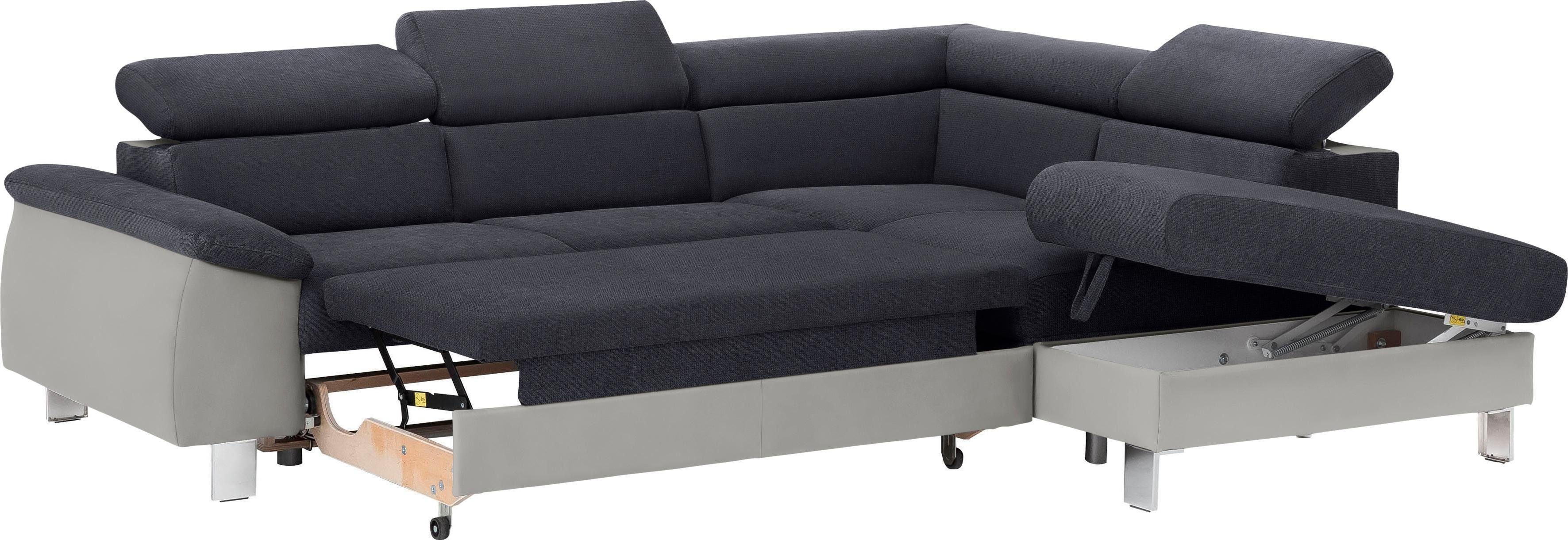 Thumbnail - COTTA Polstergarnitur "Komaris L-Form", (Set), Set bestehend aus: Ecksofa mit Kopfteilverstellung & Hocker